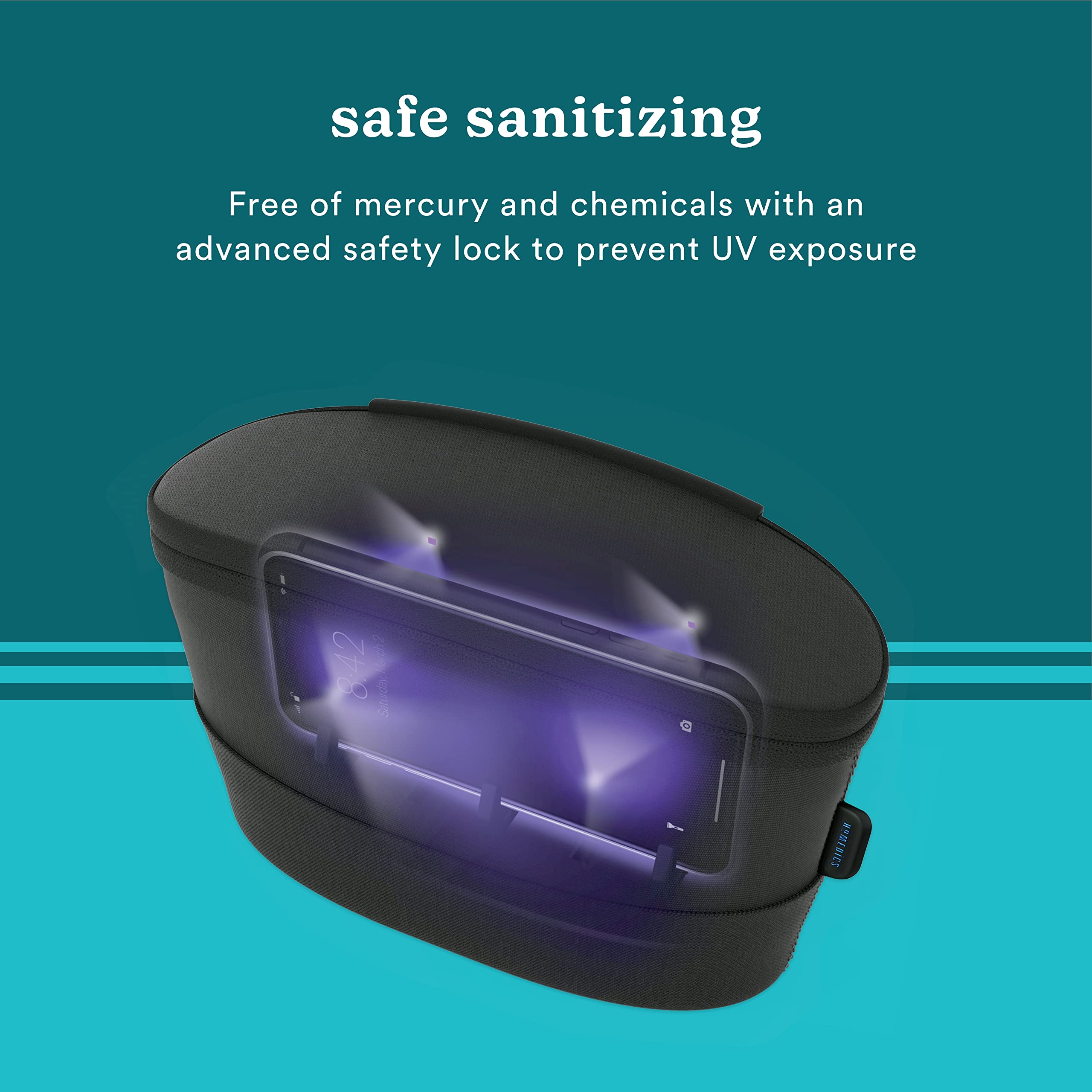 HoMedics UV-Clean Sanitizer Bag - Portable UV Sterilizer for Phone, Keys, Glasses, Bottles | Kills 99.9% of Germs & Bacteria | Perfect for Travel, Office, Gym & Home Use