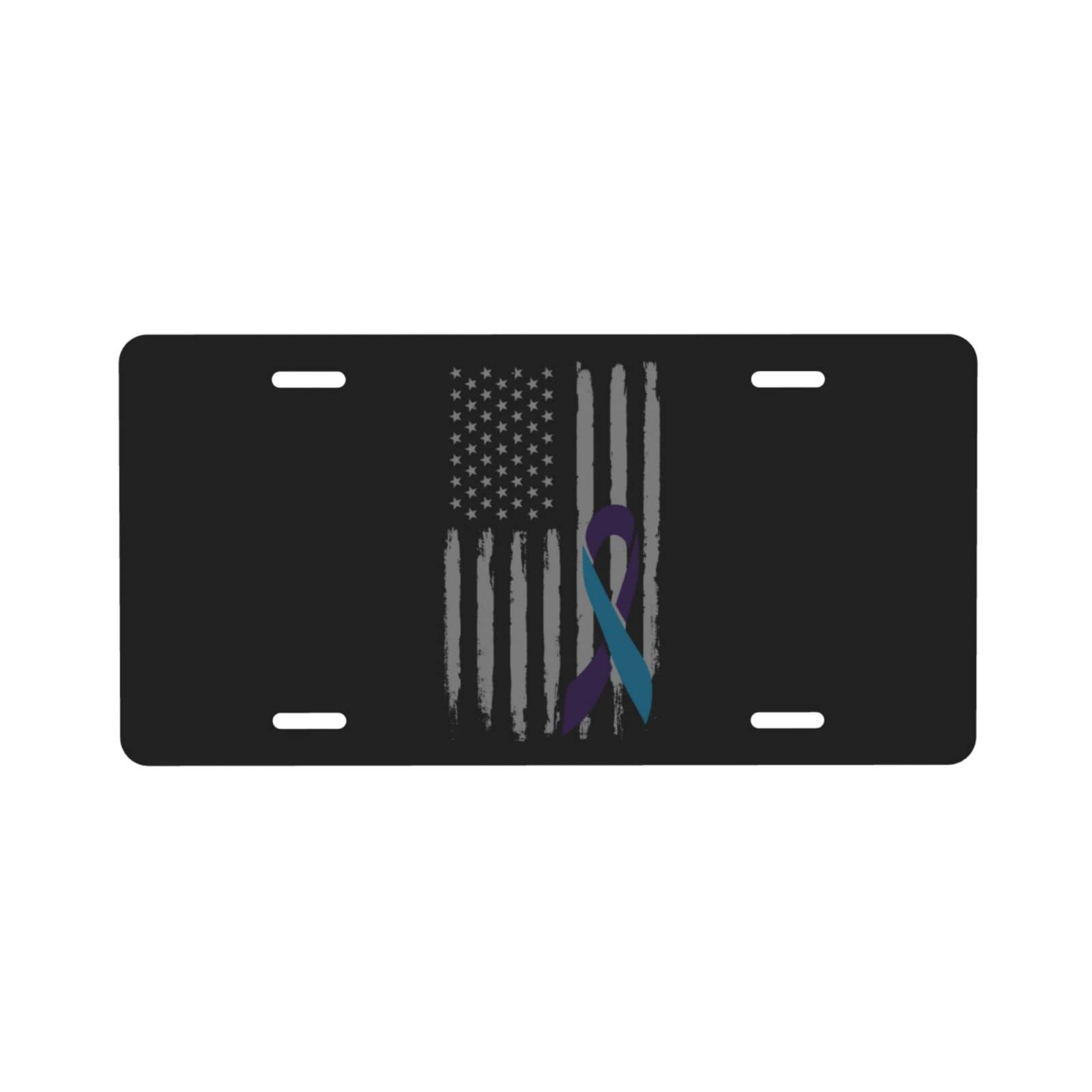 DARLEKS Teal & Purple Suicide Prevention Awareness Ribbon Car Front License Plate - 6x12 Inch Aluminum Vanity Tag with 4 Holes - Show Support for Mental Health Causes on Your Vehicle