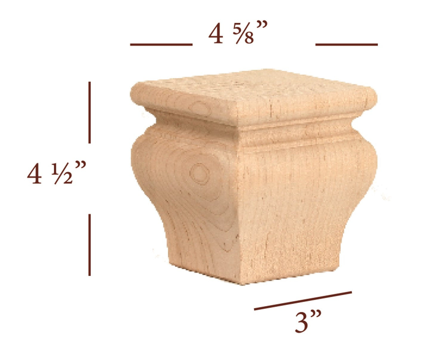 4 1/2 Inch Tall Large Square Modern Bun Foot - Furniture Leg for Sofa, Chair, Ottoman & Cabinets - Heavy Duty Decorative Replacement Feet