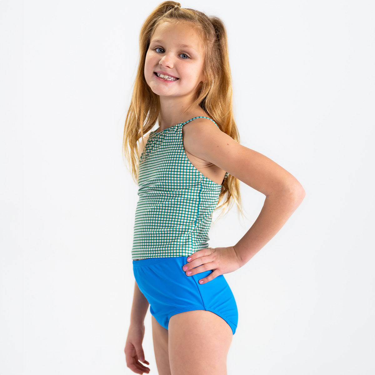 Girls High Neck Crop Tankini Top - Stylish Swimwear for Beach, Pool & Summer Activities