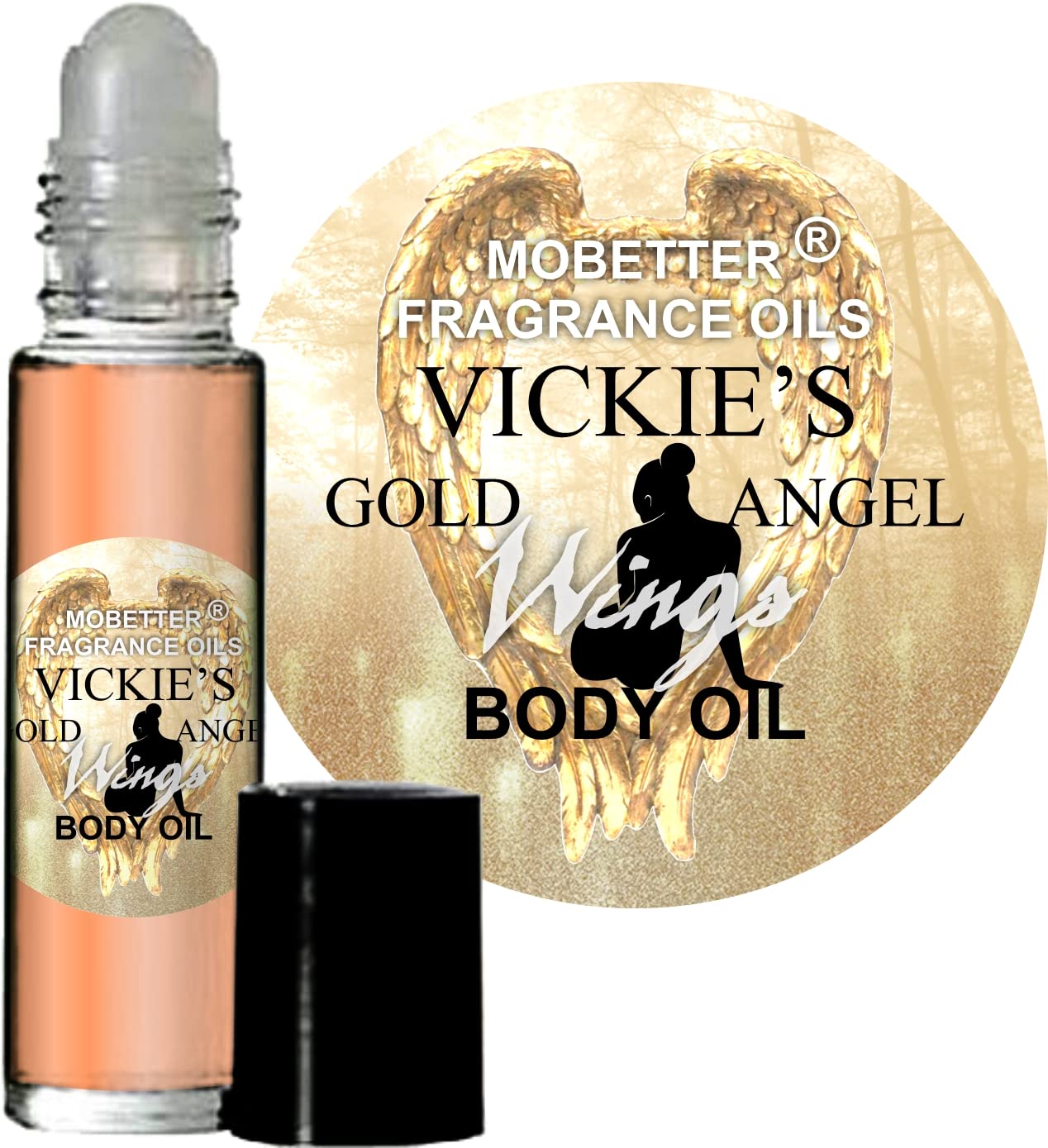 MOBETTER FRAGRANCE OILS - Vickie's Gold Angel Wings Perfume Body Oil for Women | Long-Lasting Floral Scent | Perfect for Date Night, Special Occasions & Daily Wear
