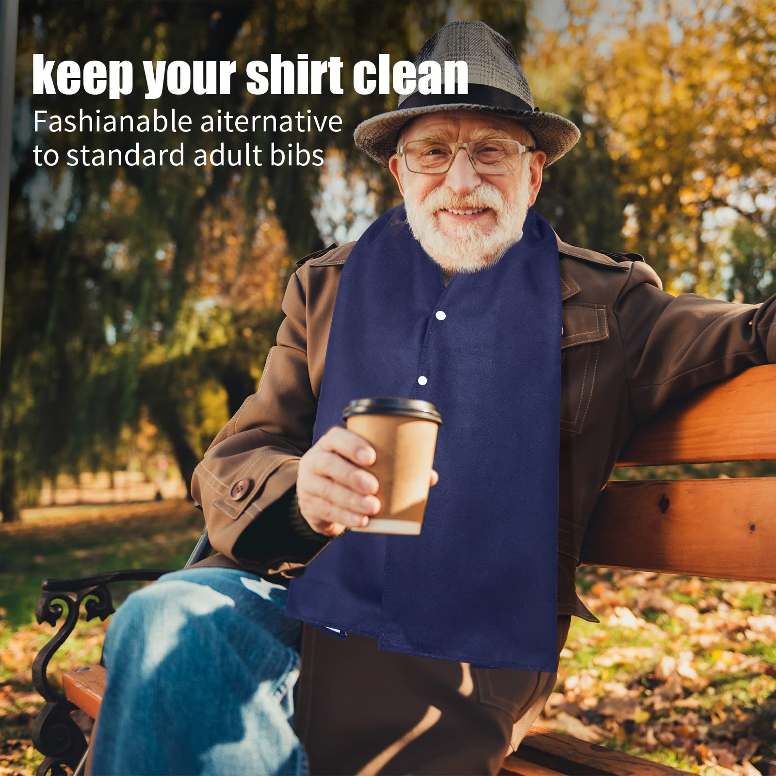 Washable & Reusable Adult Bib Scarf - Dining Clothing Protector for Elderly, Seniors, Men & Women - Perfect for Mealtime, Travel & Nursing Care