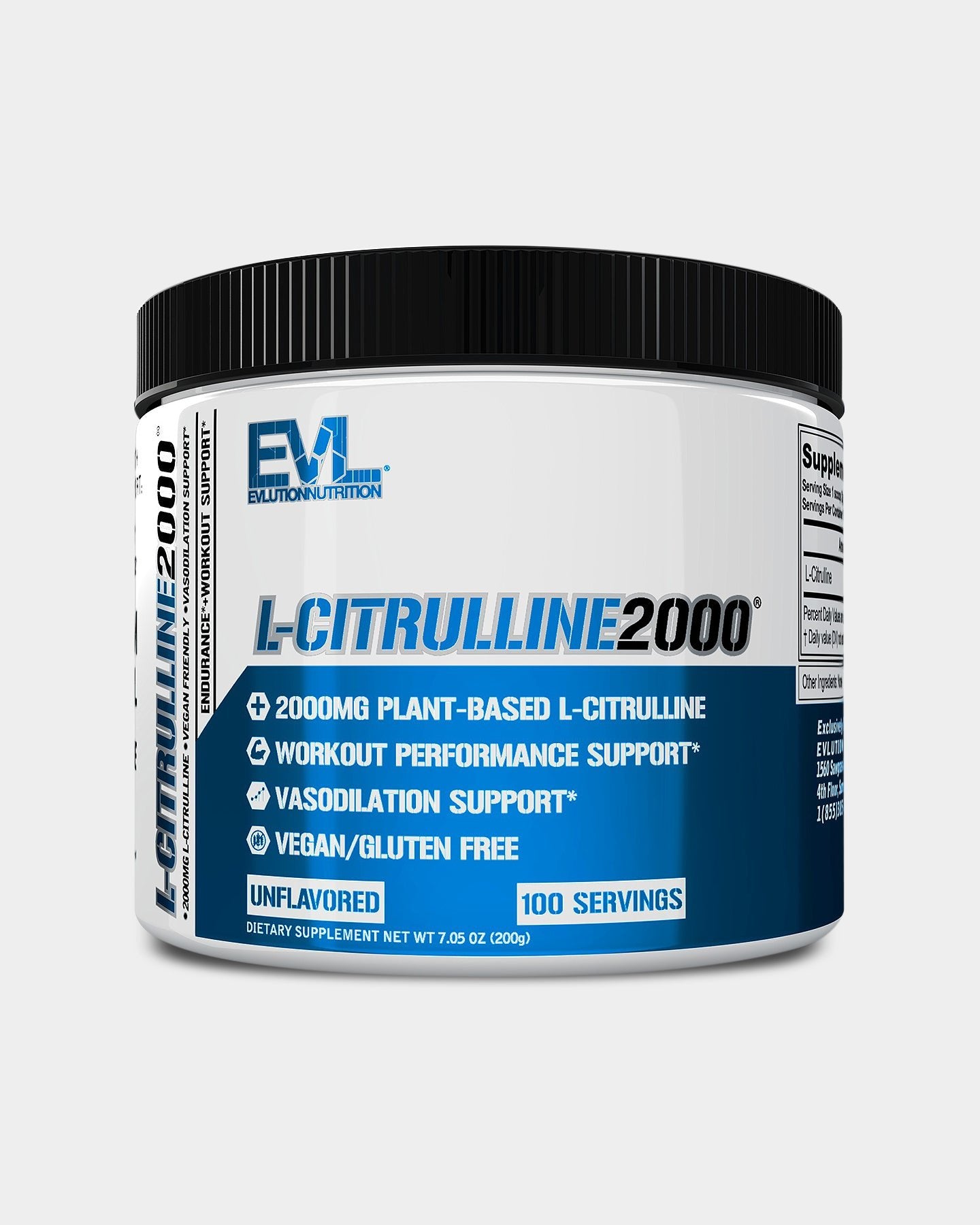 EVLUTION NUTRITION L-Citrulline 2000mg - Premium Nitric Oxide Booster for Muscle Pump & Performance - Pre Workout Supplement for Gym, Running & Athletic Training