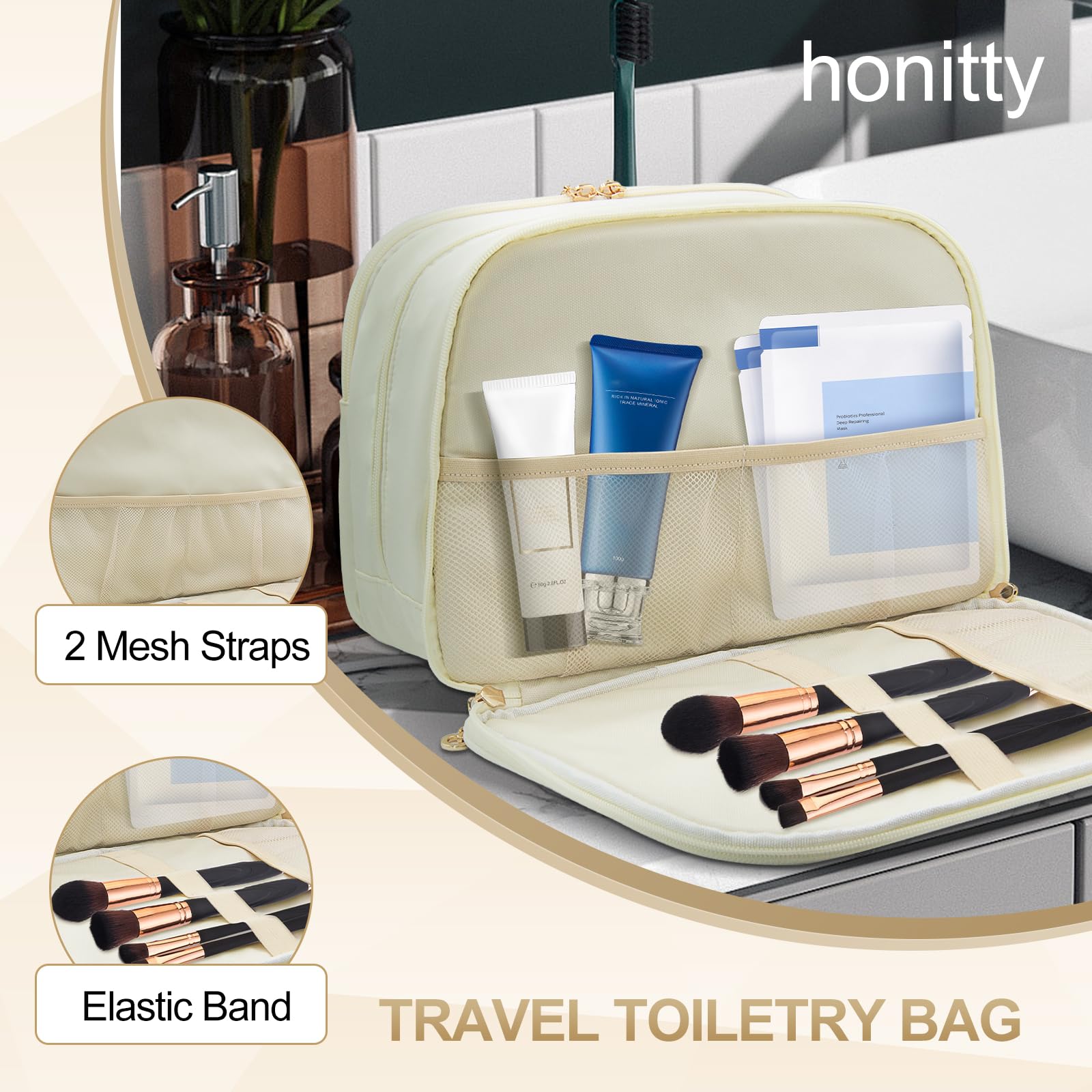 Large Waterproof Travel Toiletry Bag for Women - Portable Cosmetic Organizer for Trips