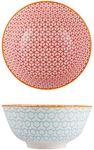DYPXG 6-Inch Large Ceramic Bowl for Fruit Salad, Cereal, Soup, Ramen & Pasta - Hand-Painted Creative Design, Oven & Microwave Safe - Perfect for Dining, Serving & Mixing (Red)