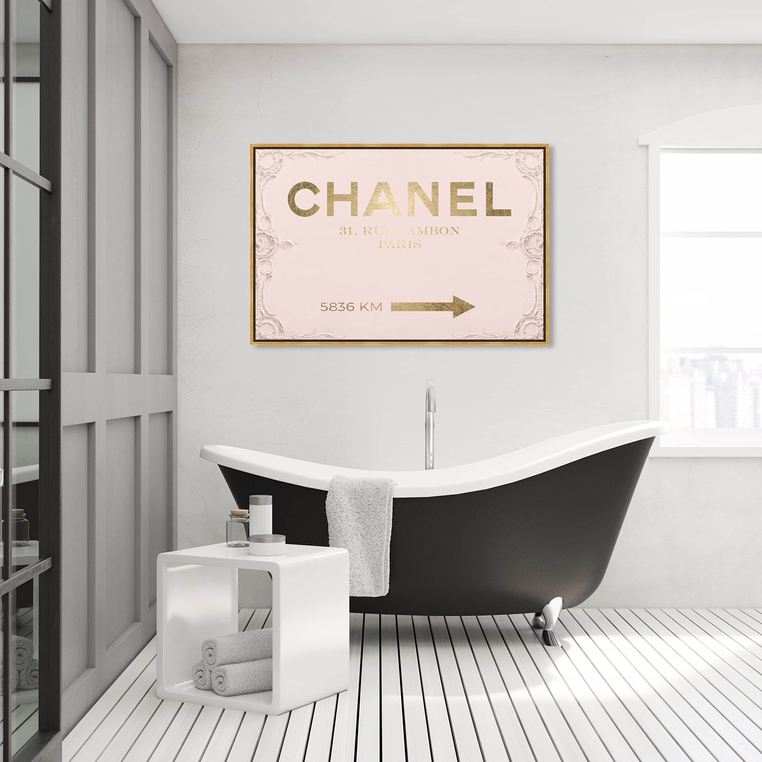Oliver Gal Artist Co. Modern Gold Frame Canvas Wall Art - Fashion & Glam Rococo Style Pink & Gold Home Decor (45x30 in) - Perfect for Living Room, Bedroom & Bathroom