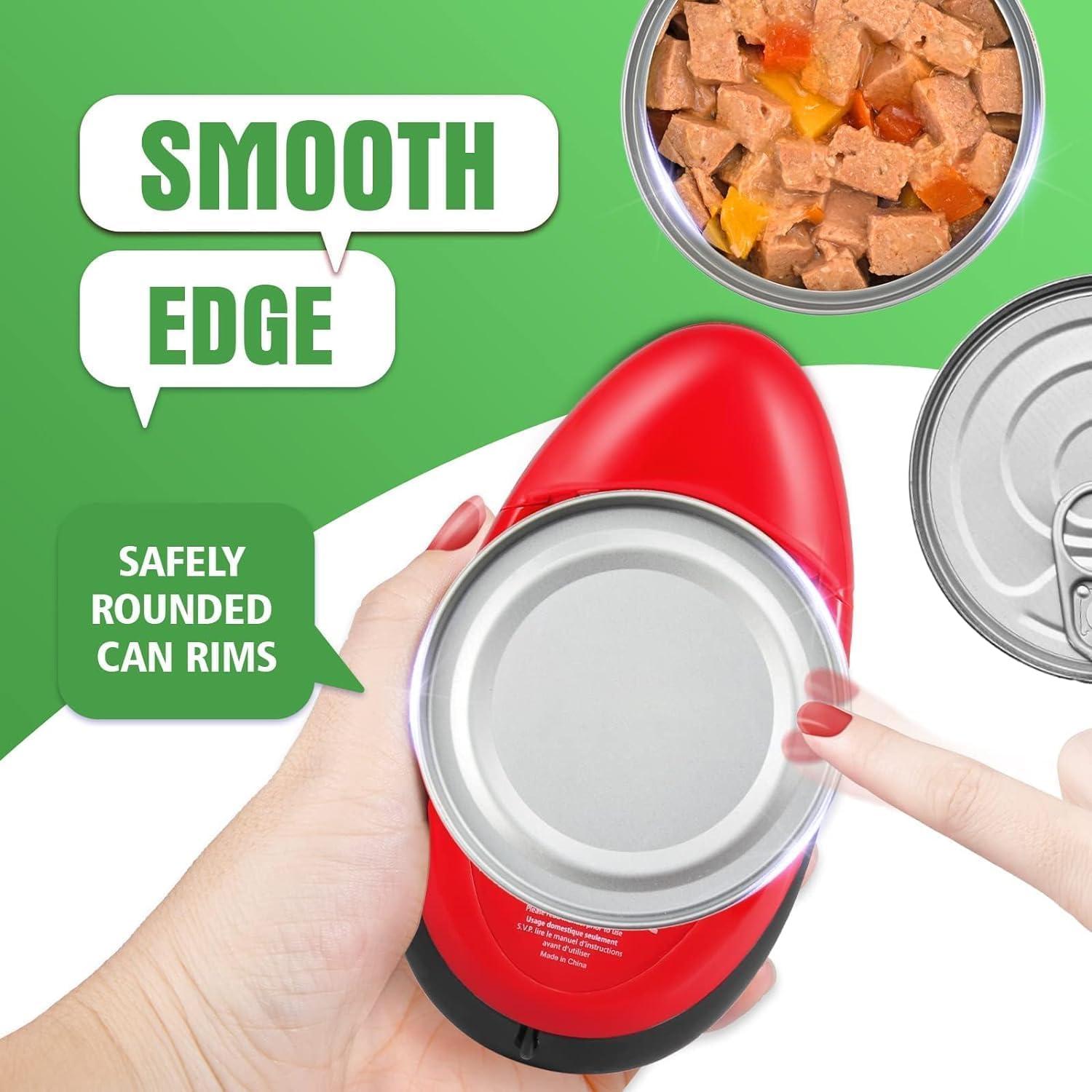 Electric Can Opener - Hands Free Automatic Kitchen Gadget with Smooth Edge Cutting, One Touch Operation for Seniors & Arthritis Users, Safe for All Can Sizes - Perfect for Home Cooking, Camping & Emergency Food Prep