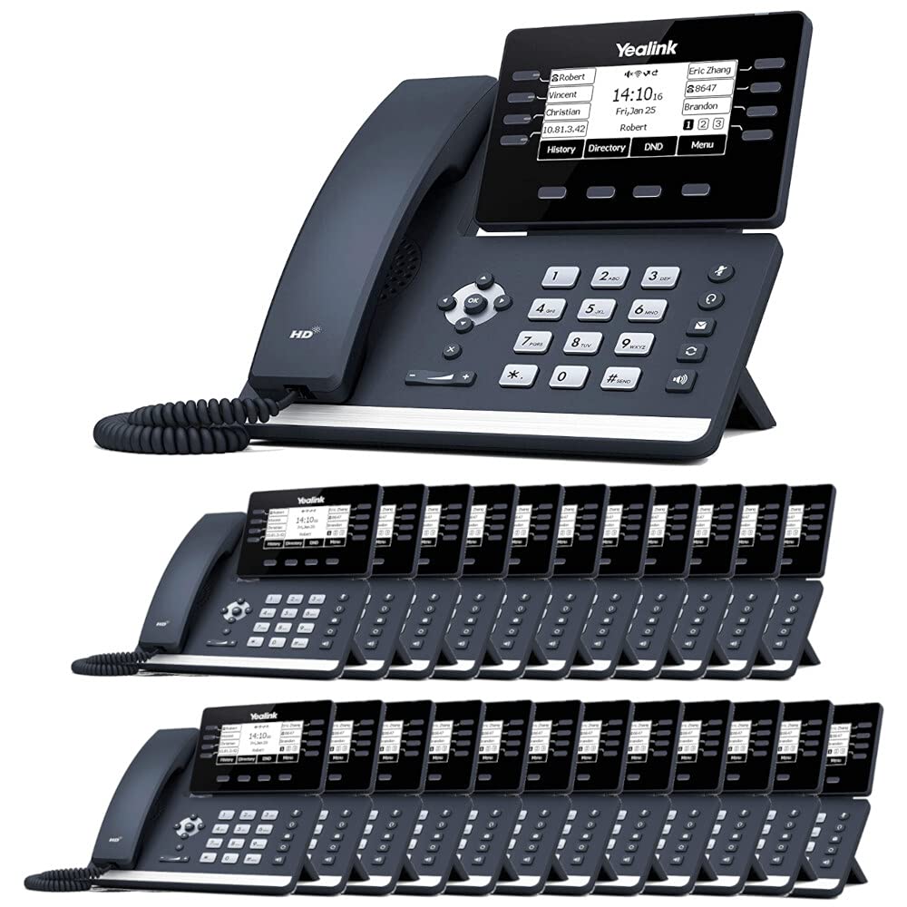 Yealink SIP-T53W Business VoIP Phone System - 24 Phone Bundle with Voicemail, Auto Attendant, Call Recording | Includes 1 Year Free TWAComm.com Service | Ideal for Office, Remote Work & Call Centers