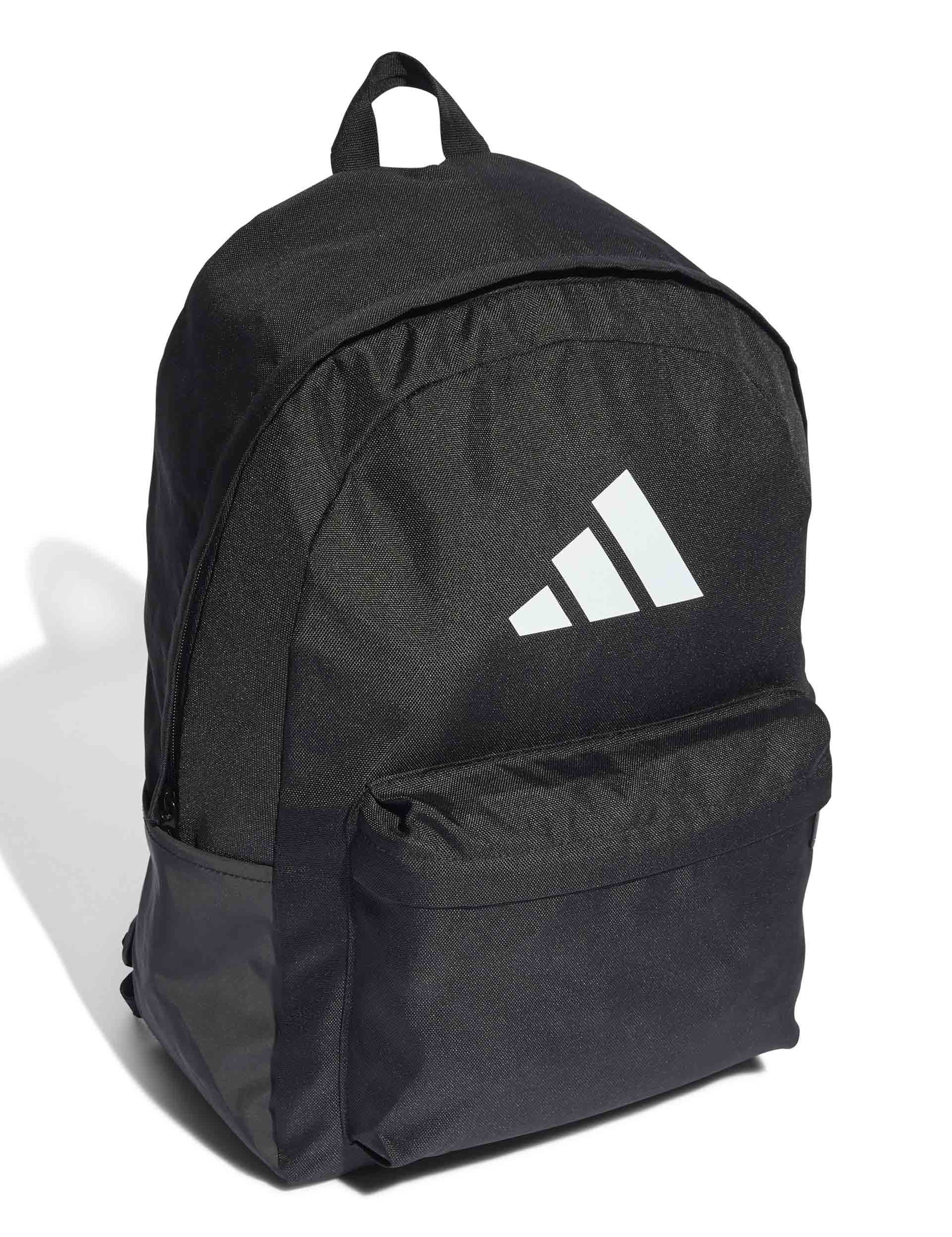 Classic 3 Bar Logo Backpack for Men & Women - Stylish Waterproof College School Backpack - Black/White - Perfect for Travel, Work & Daily Commute