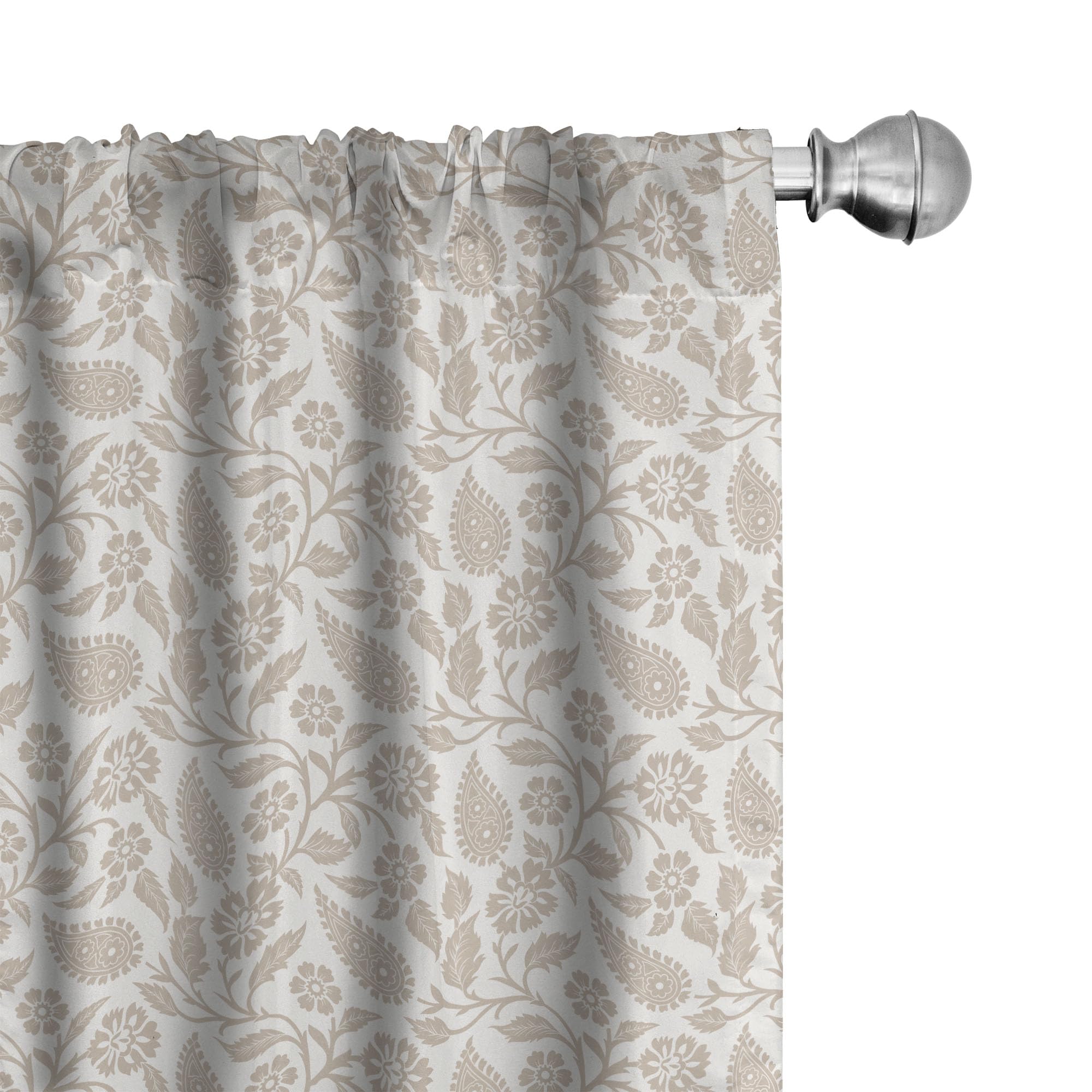 Ambesonne Oriental Window Curtains - Paisley Floral Leaf Pattern, Lightweight 2-Panel Set with Rod Pocket (28