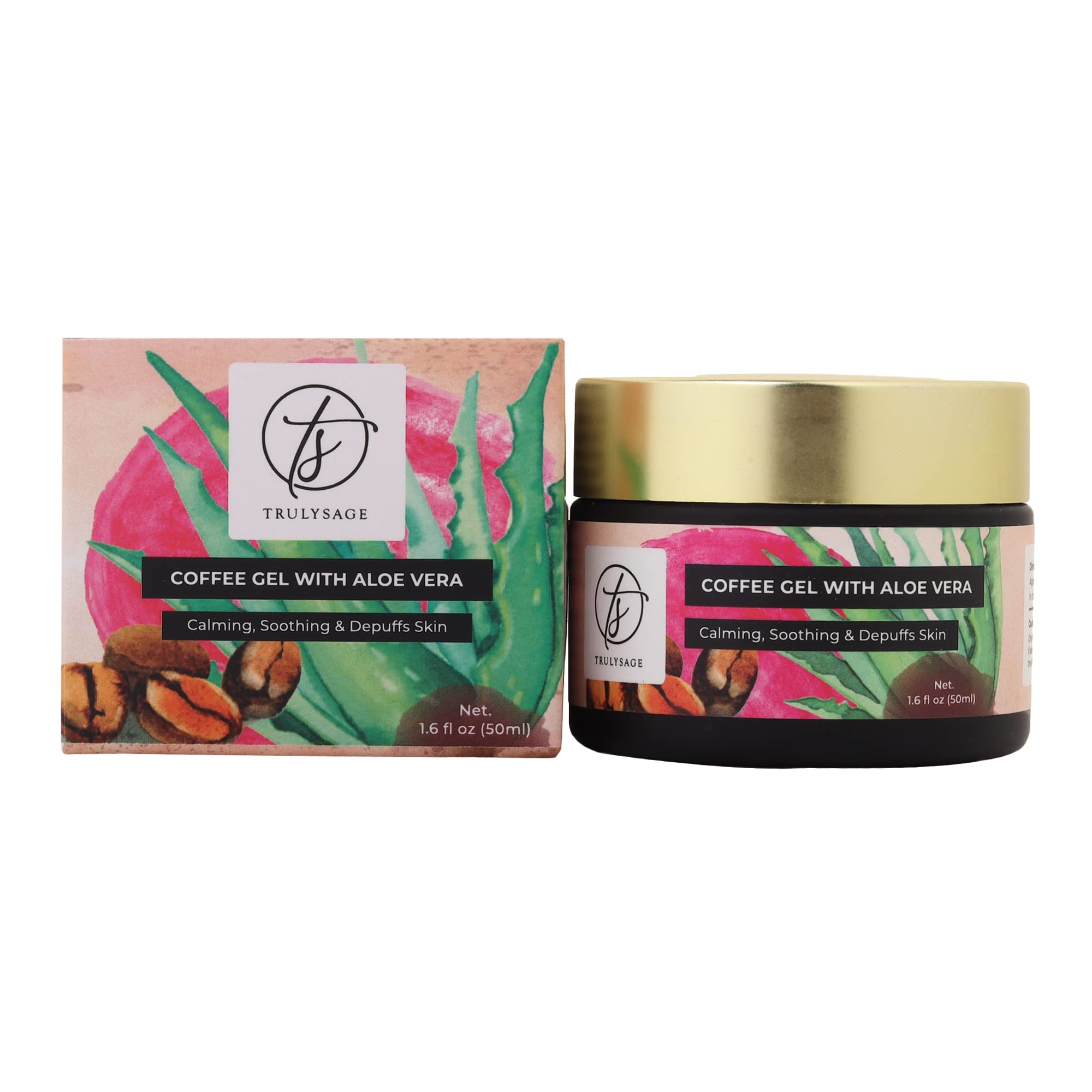 Organic Aloe Vera Gel with Coffee Extract - Soothing Skin Care for Pigmentation & Dark Spots, Cooling After Sun Gel, Overnight Hydration for All Skin Types, Hexane-Free, 50ml - Perfect for Sunburn Relief & Daily Moisturizing