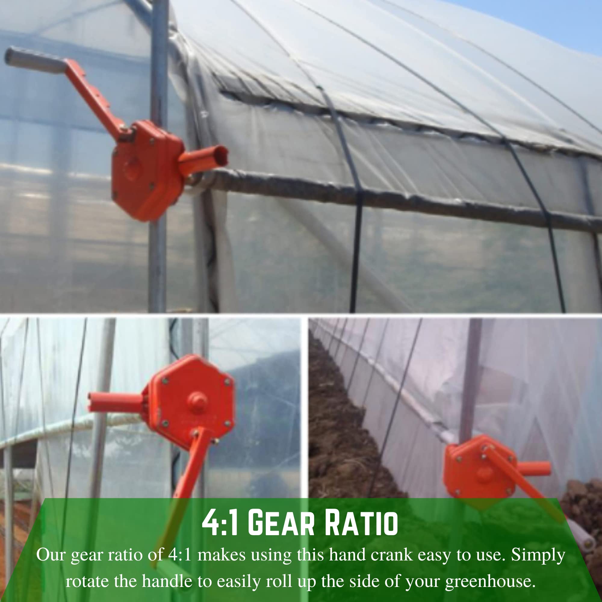 Manual Greenhouse Winch Hand Crank - 1 Pack Metal Gear Vent Opener for Greenhouse Windows & Roof Vents - Durable Greenhouse Roll Up Opener for Easy Ventilation Control in Home Gardens & Commercial Greenhouses