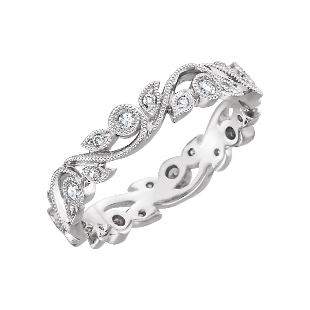 14K White Gold 1/4 CTW Diamond Eternity Wedding Band for Women - Elegant Stackable Ring for Anniversary, Engagement & Bridal Jewelry - Perfect Gift for Wife, Fiancee & Special Occasions