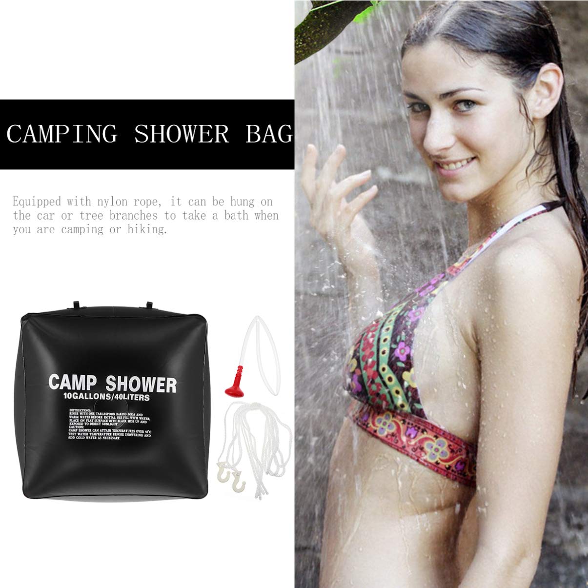 BESPORTBLE Solar Shower Bag - Portable Camping Shower with Solar Heating for Outdoor Travel, Beach, Hiking | PVC Water Bag for Summer, Drying & Emergency Use
