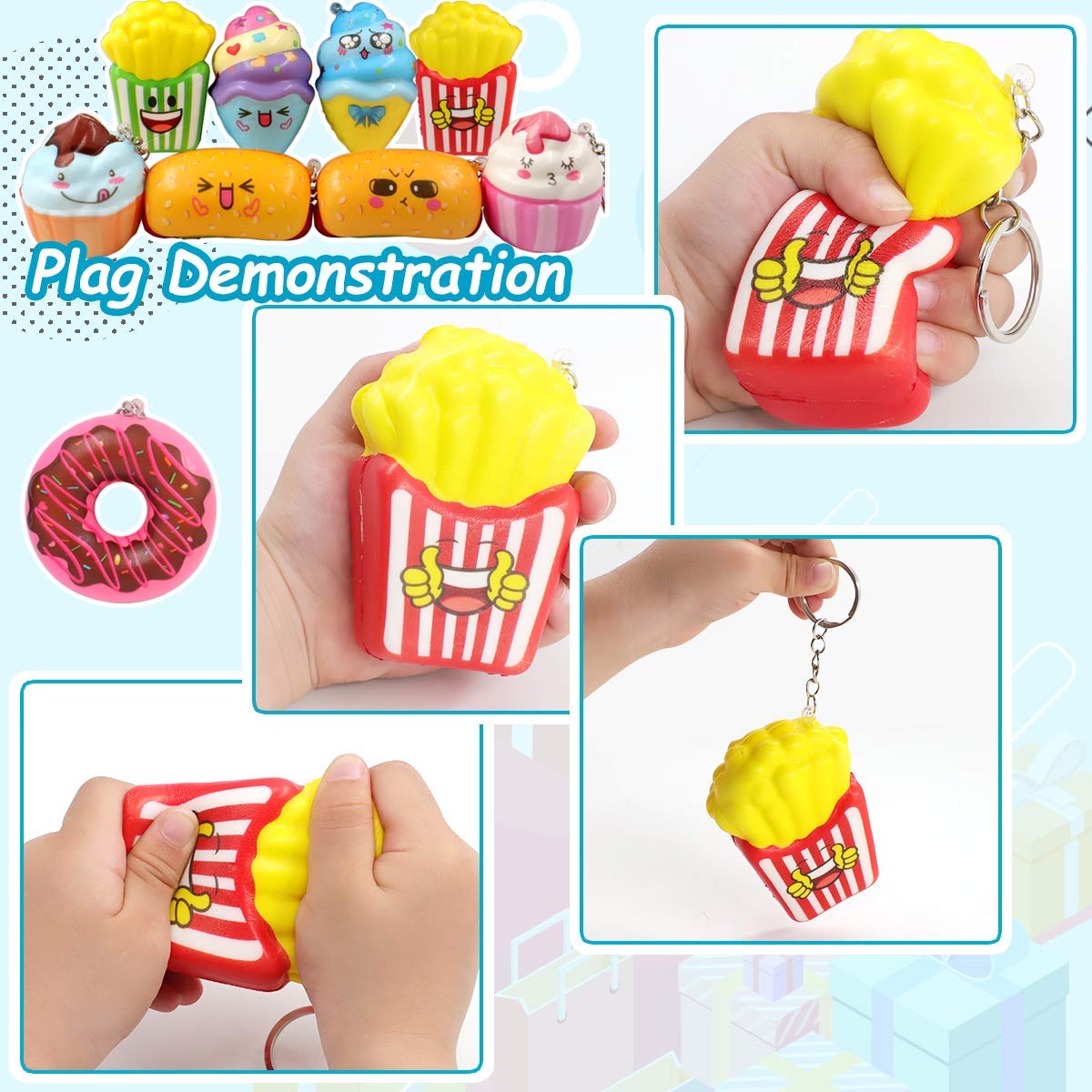 POKONBOY 14-Pack Squishy Donut Toys - Kawaii Stress Relief for Kids & Party Favors