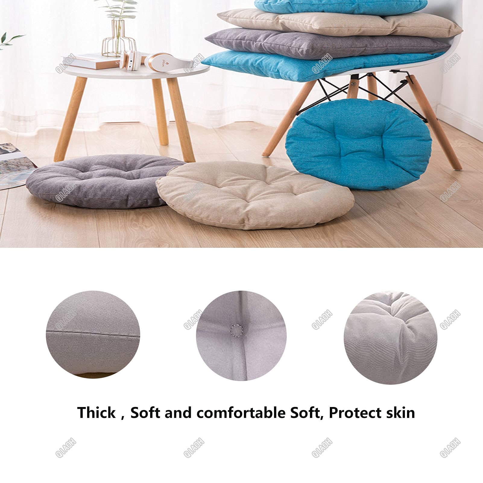 40x40cm Square Chair Cushions Set of 4 - Thick Fiber Filled Cotton Seat Pads with Ties for Dining Chairs, Patio Furniture & Outdoor Use - Comfortable Home & Garden Decor Accessories