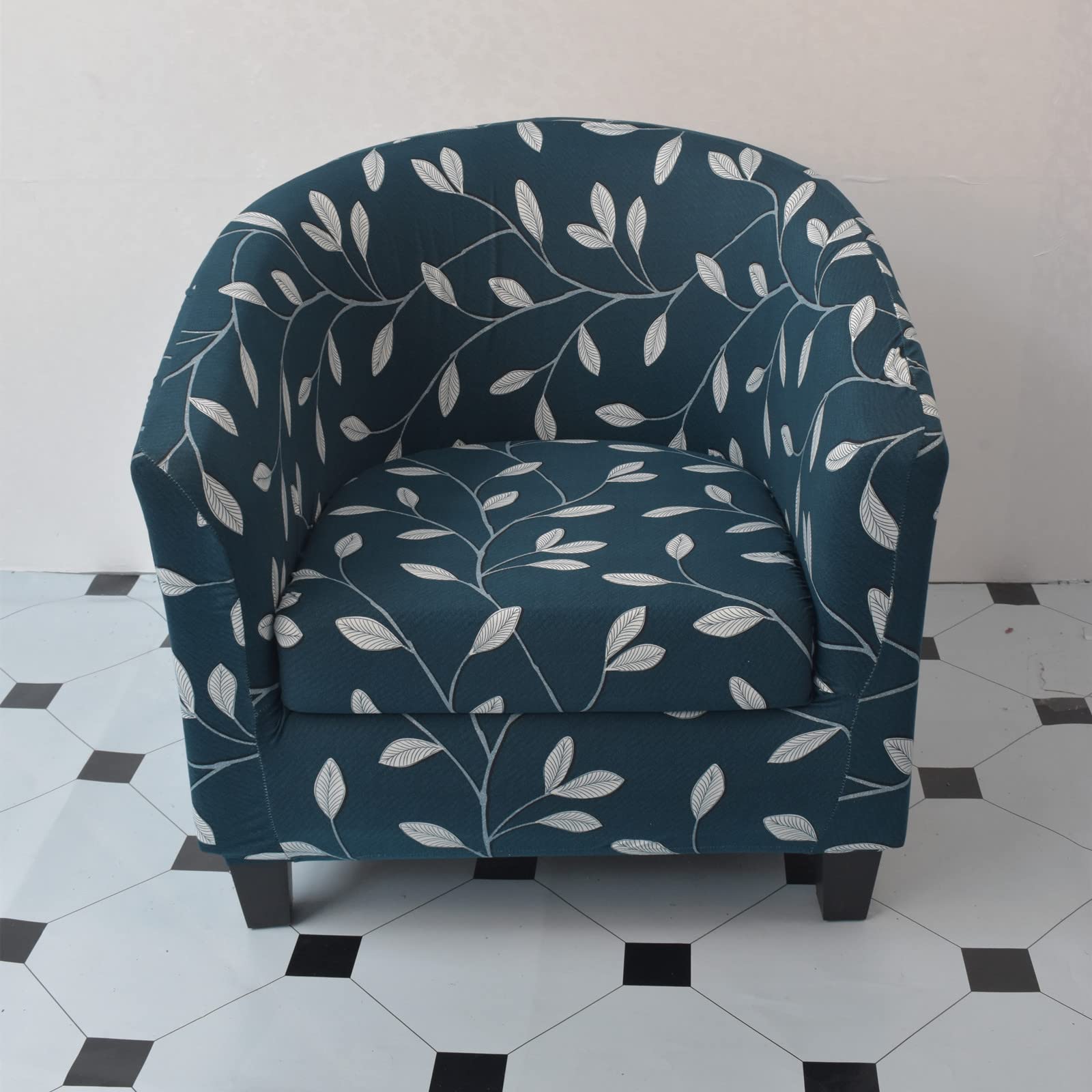 2-Piece Stretch Club Chair Slipcover - Printed Round Barrel Swivel Armchair Covers, Sofa Protector for Living Room, Bedroom & Office Furniture (07) - Perfect for Home Decor, Pet Protection & Spill Resistance