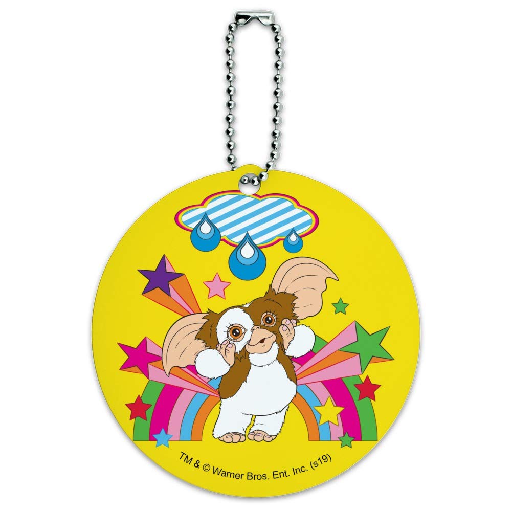 Gremlins Gizmo Rainbow Round Luggage ID Tag - Colorful Suitcase Identification Card for Carry-On Bags - Perfect for Travel, Airports, and Lost Luggage Prevention