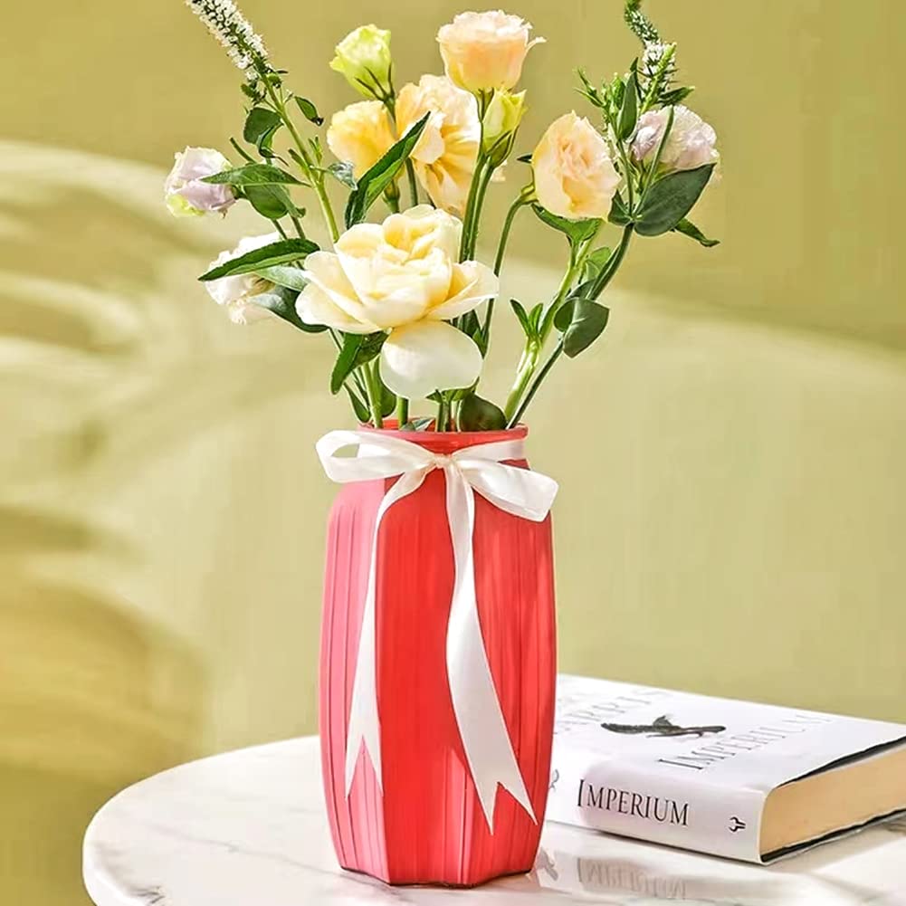 Blue, Green & Frosted Glass Vases - 8.7 Inch Non-Transparent Red Glass Vase (1pc) - Perfect for Home Decor, Wedding Centerpieces & Floral Arrangements