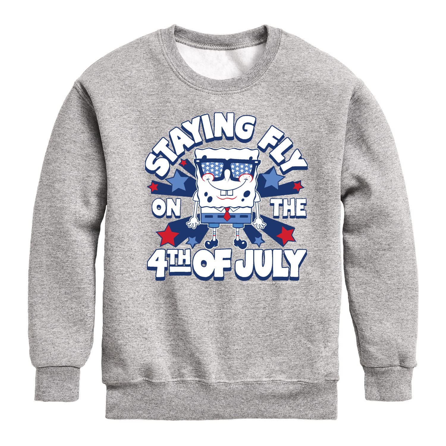 HYBRID APPAREL Spongebob Squarepants 4th of July Fleece Sweatshirt for Toddler & Youth - Soft Crewneck Pullover for Kids Holiday Celebrations & Casual Wear