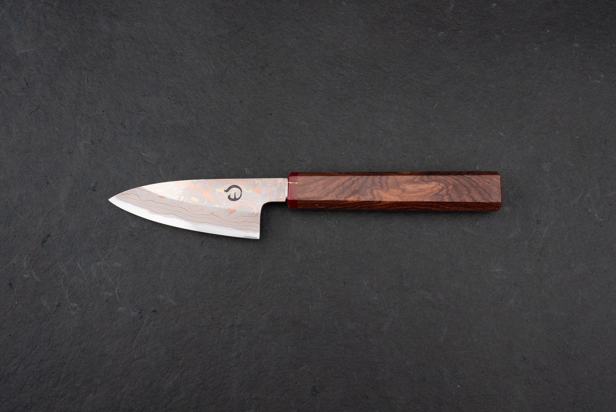 Mutsumi Hinoura V-Toku Rainbow Damascus Petty Knife 85mm - Premium Japanese Kitchen Knife for Slicing, Dicing & Precision Cutting