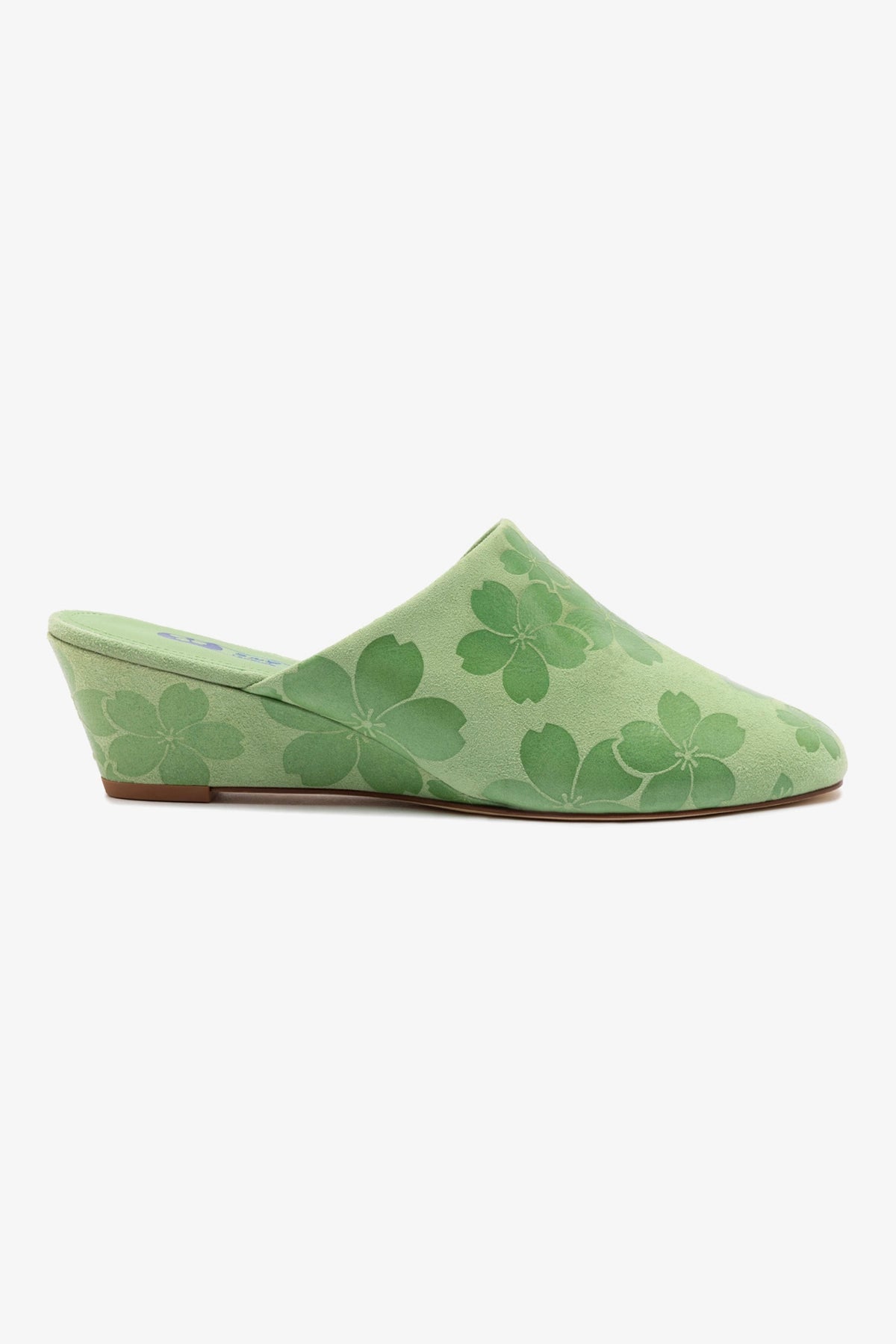 Venice Wedge Sandals in Pistachio & Sakura Print - Women's Suede Comfort Wedges for Spring & Summer Outfits | Perfect for Beach, Vacation, and Casual Wear