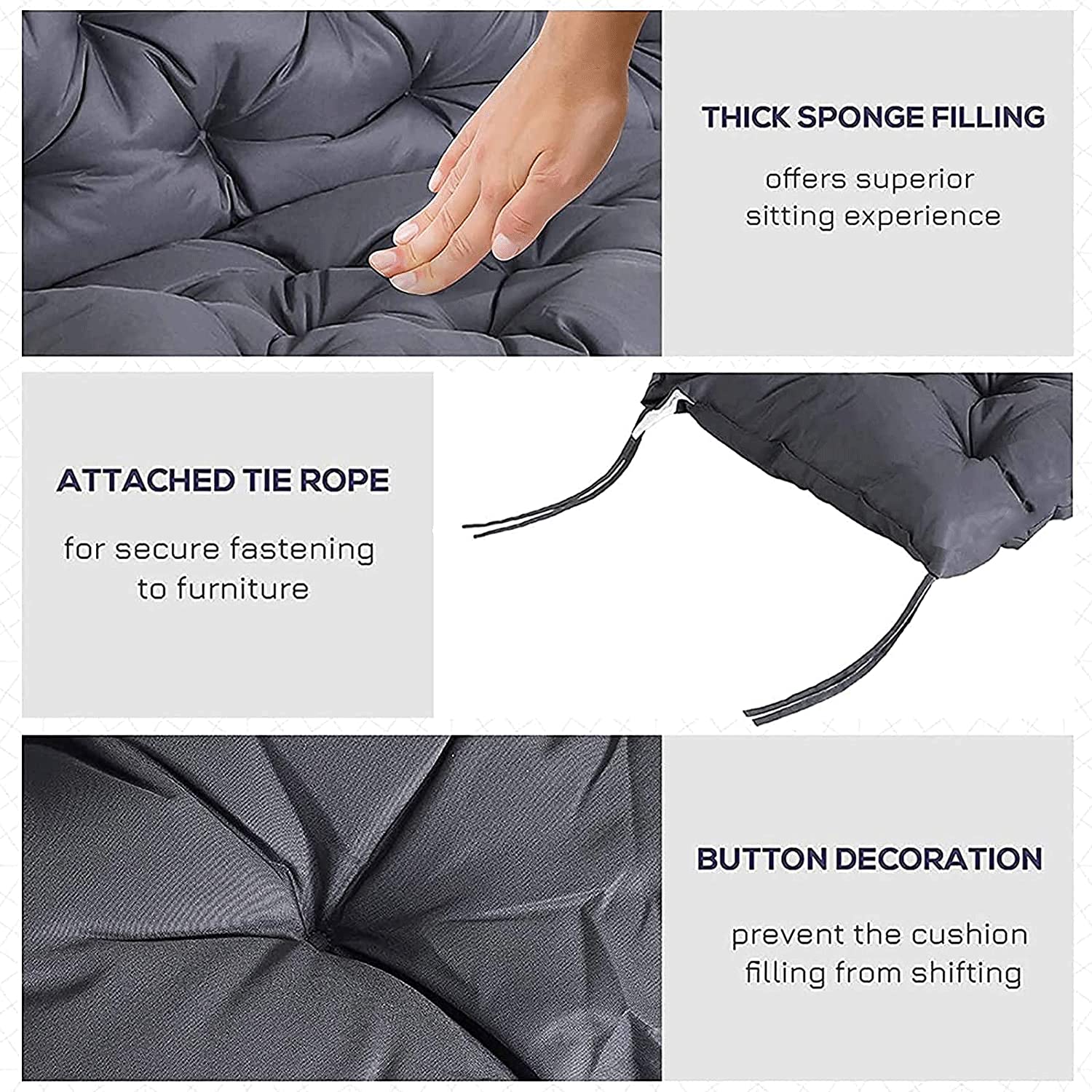 **Premium 2-3 Seater Swing Replacement Seat Cushion – Waterproof, Washable & Non-Slip – Indoor/Outdoor Garden Bench Cushion with Backrest – Perfect for Patio, Deck, Porch & Poolside Relaxation**