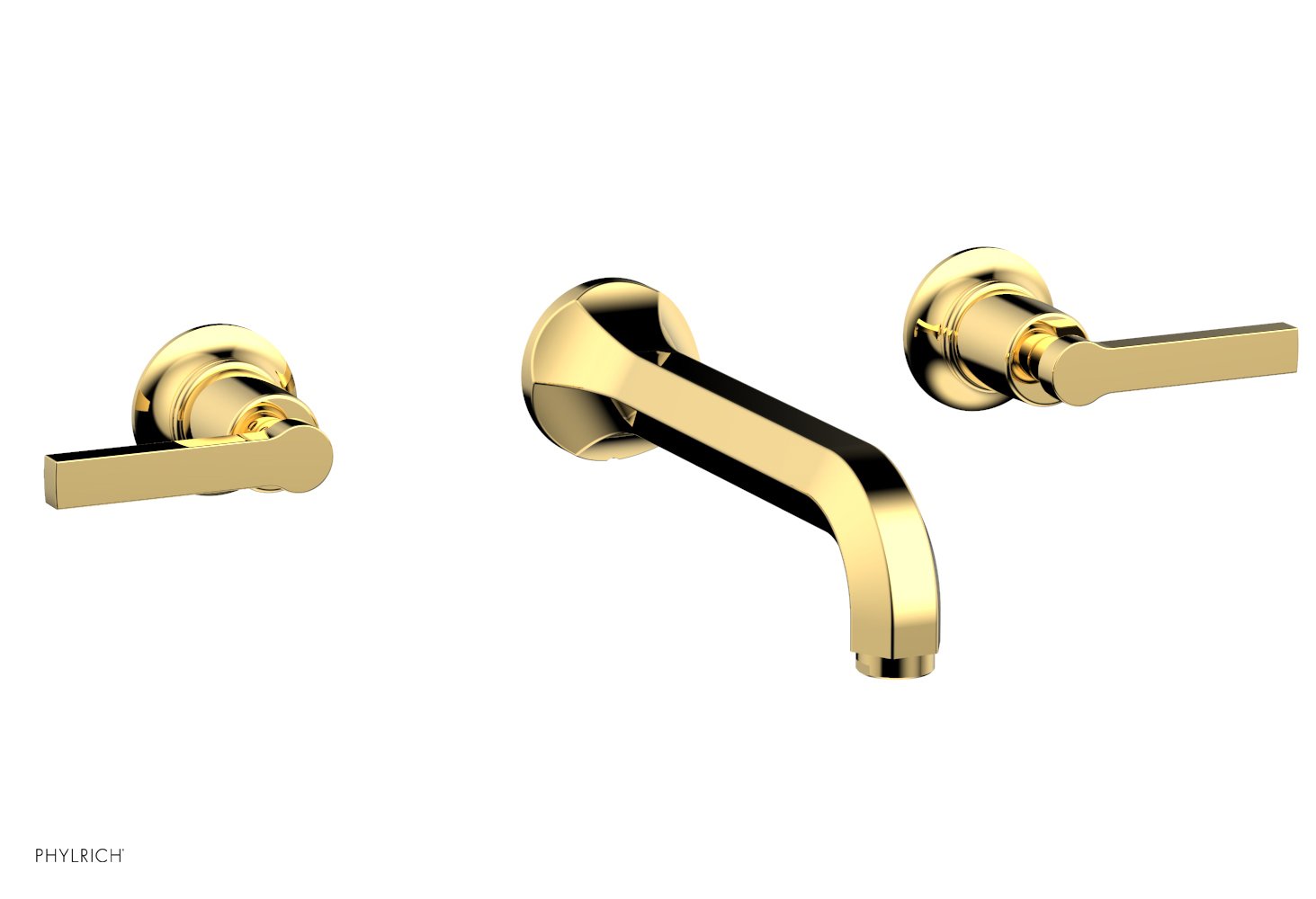 HEX MODERN Wall Mount Lavatory Faucet Set with Lever Handles - Model 501-12 - Perfect for Bathroom Sink, Powder Room & Guest Bath Installation