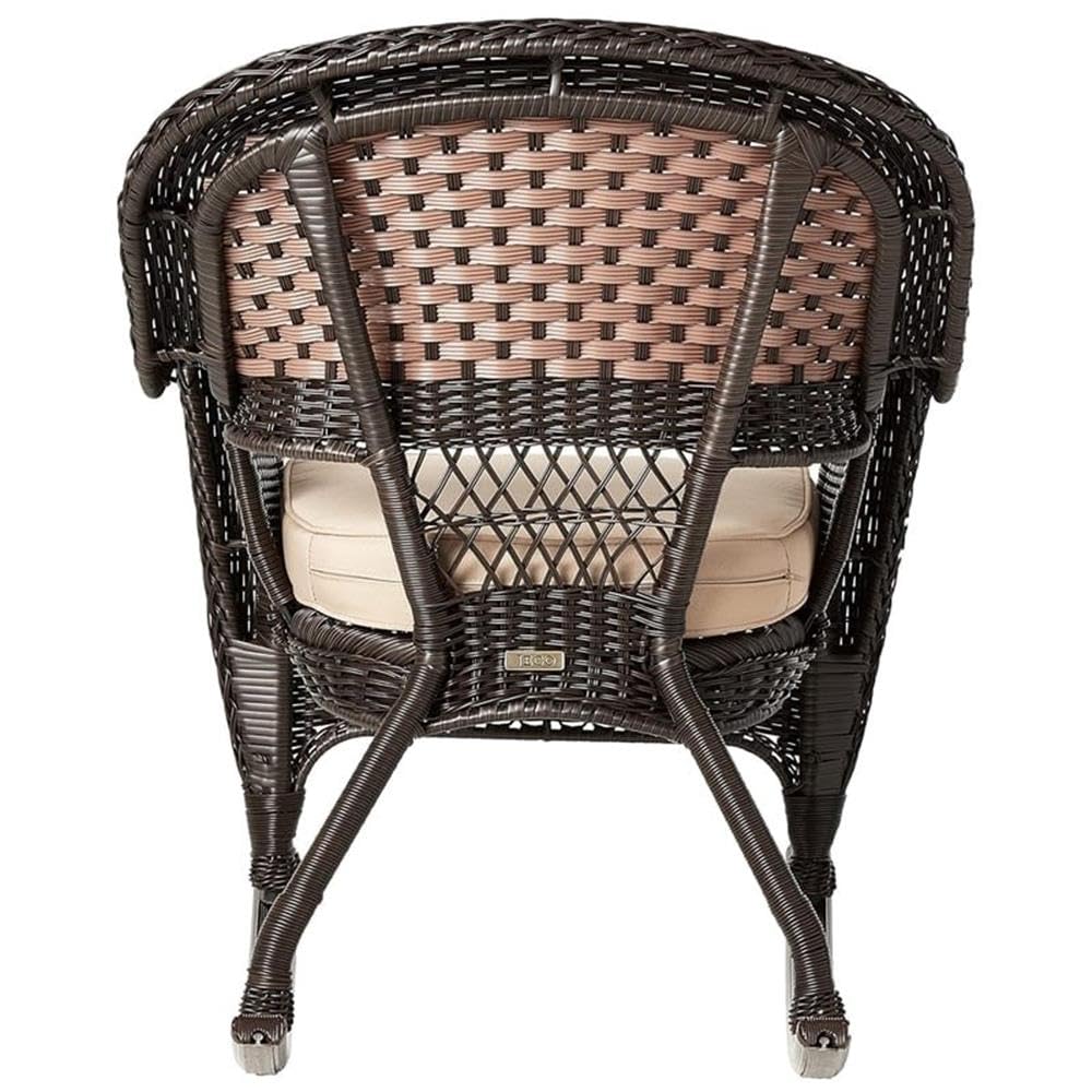 Tan & Espresso Wicker Rattan Rocking Chairs (Set of 2) - Perfect for Porch, Patio, Garden & Indoor Boho Decor