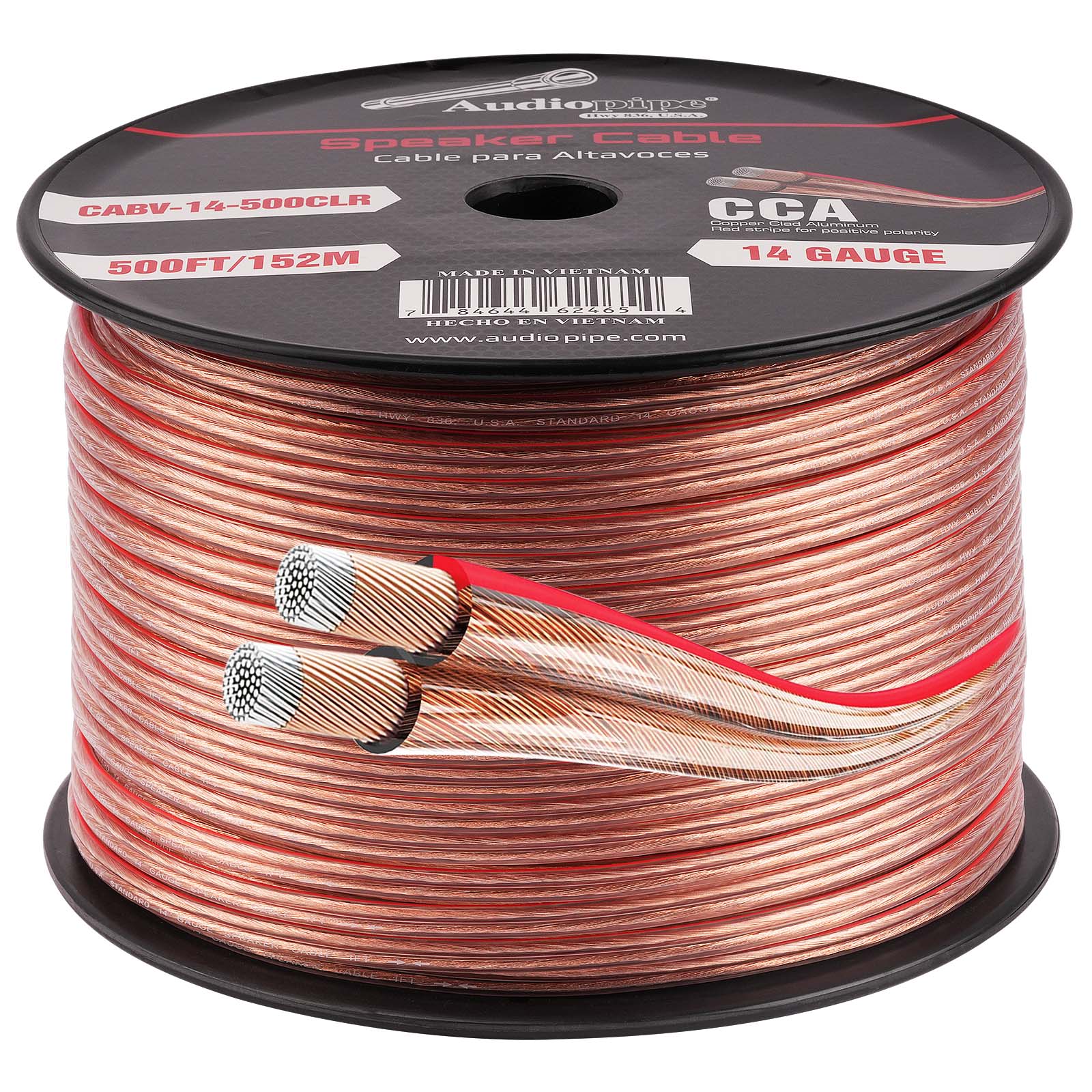 500FT 14AWG Speaker Cable - High Performance Oxygen-Free Copper Wire for Home Theater & Pro Audio Systems (CABV 14 500CLR) - Perfect for Surround Sound, DJ Equipment, and Studio Installations