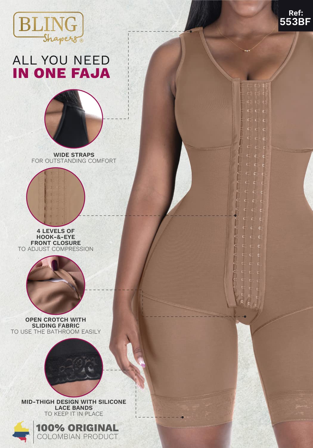 553 Colombian Fajas Shapewear for Women – Post-Surgery BBL Recovery, Butt Lifting & Mid-Thigh Compression – Perfect for Postpartum, Weight Loss & Everyday Body Shaping
