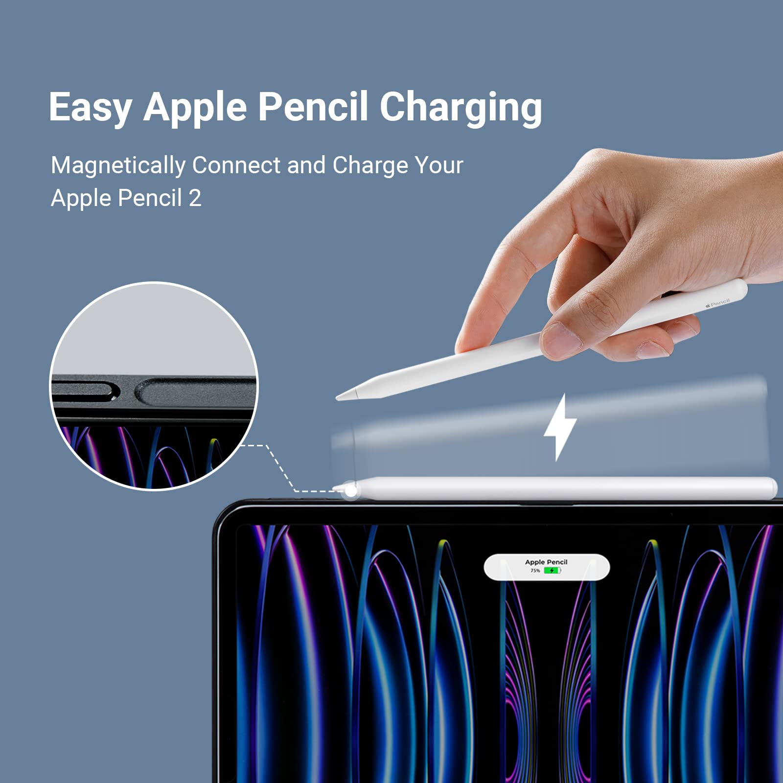 PITAKA Magnetic Wireless Charging Case for iPad Pro 12.9 (2021/2022) - 1500D Aramid Fiber Protective Cover, Magic Keyboard & Apple Pencil 2 Compatible | Perfect for Work, Travel & Home Use - Black/Blue