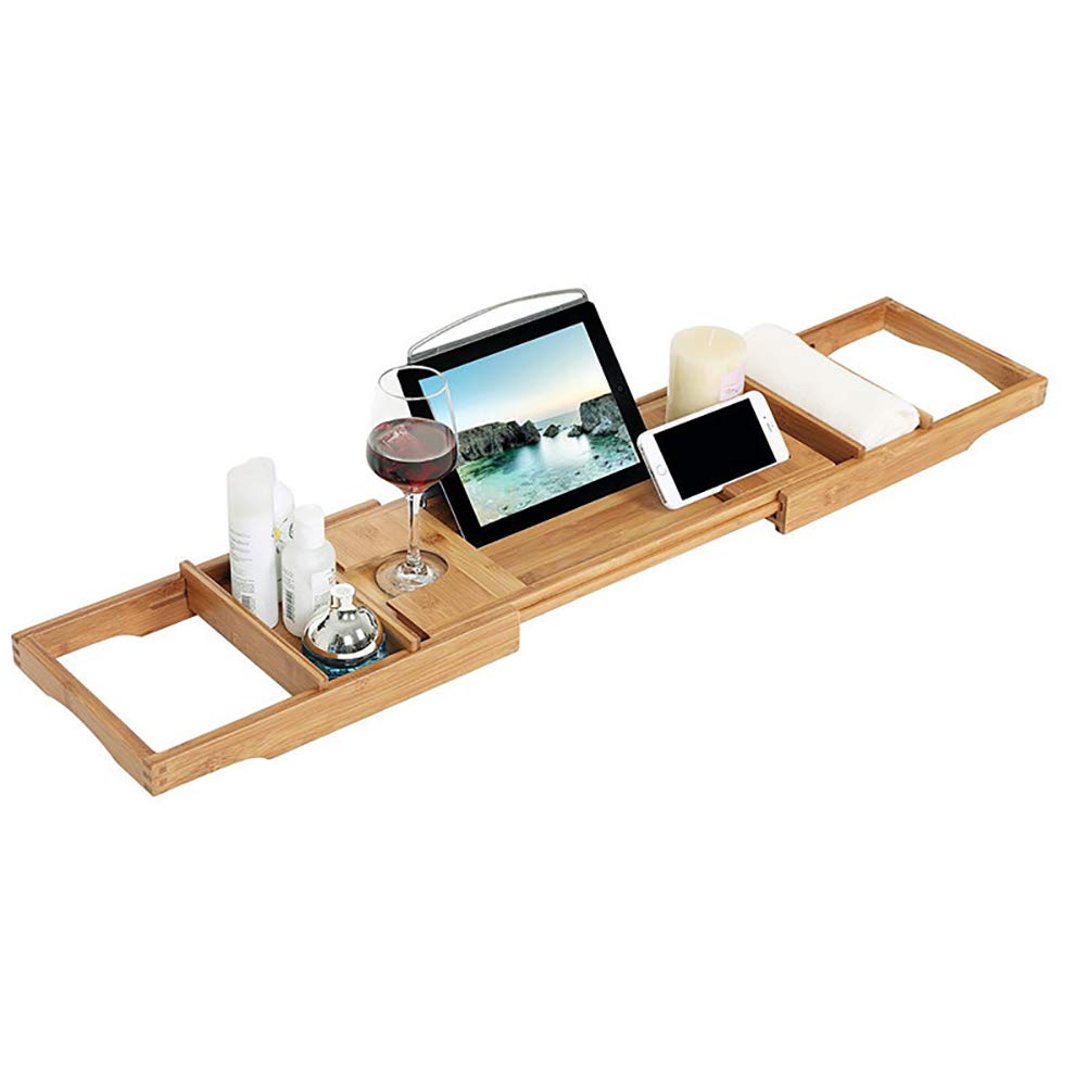 Large Bamboo Bathtub Tray - Bathtub Caddy & Bed Desk for Relaxation