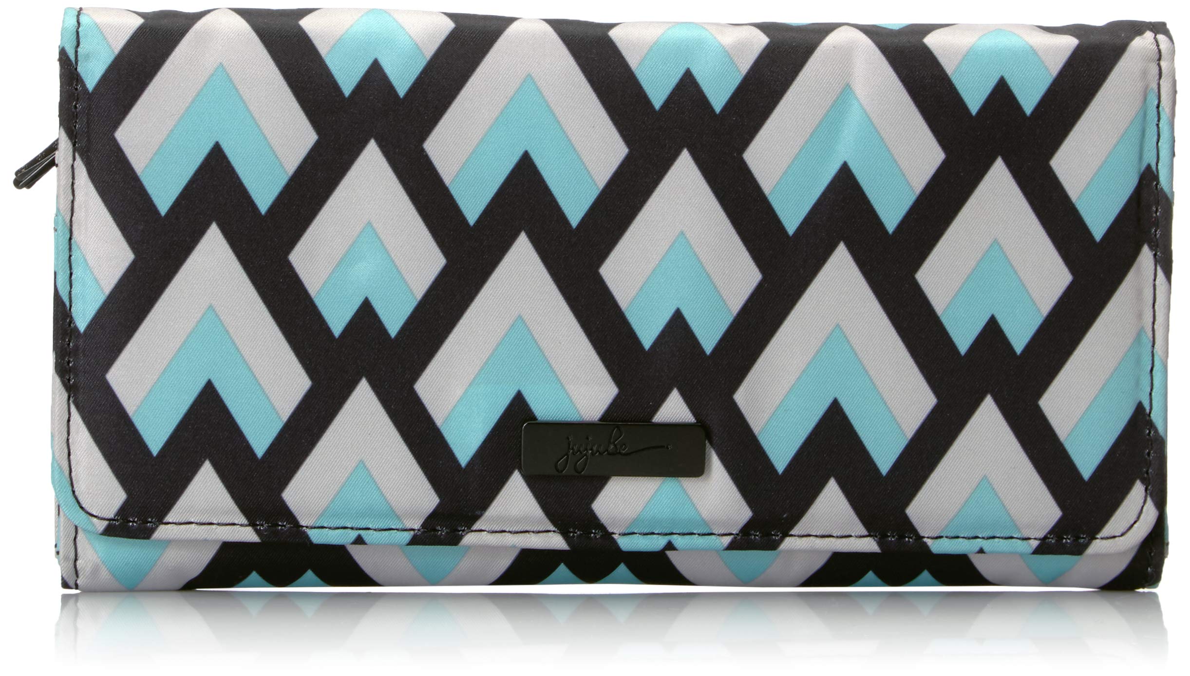 JuJuBe Be Rich Tri-Fold Wallet with Snap Closure - Stylish & Functional Women's Wallet for Credit Cards & Cash | Perfect for Everyday Use, Travel & Gift Giving | Onyx Collection in Black Diamond