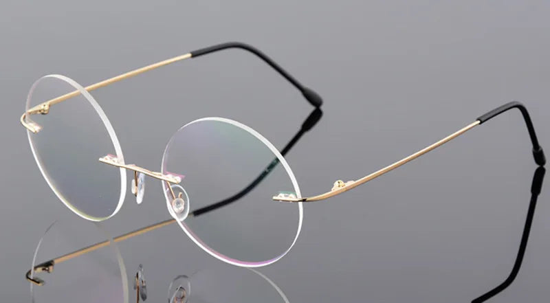 Brightzone Women's Rimless Round Titanium Alloy Eyeglasses 71220 - Lightweight & Durable Glasses for Work, Reading & Fashion