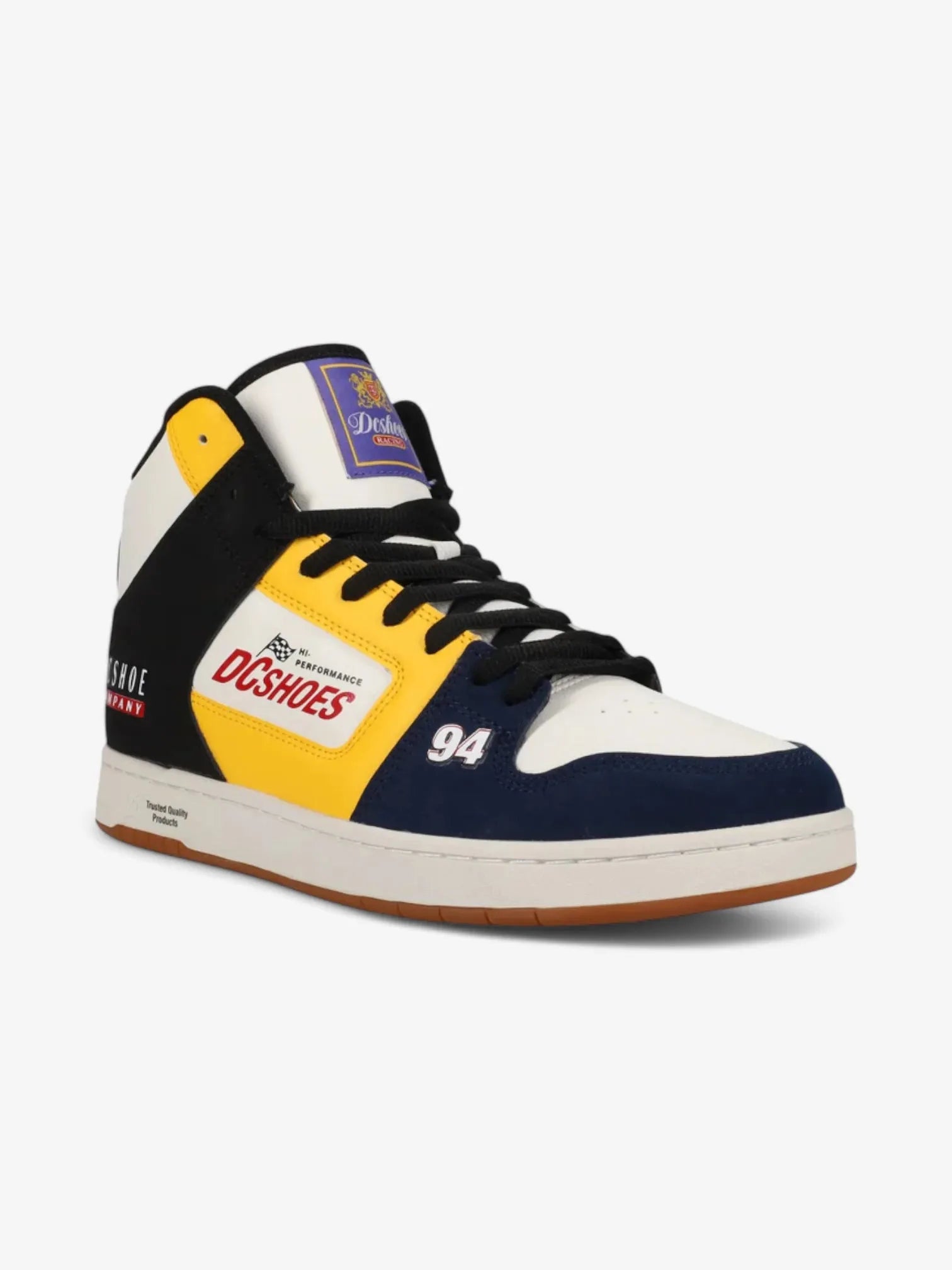 DC Manteca 4 Hi SE Skate Shoes - White/Blue/Yellow - High Top Sneakers for Men | Durable Skateboarding & Streetwear Fashion Shoes for Skaters & Urban Lifestyle