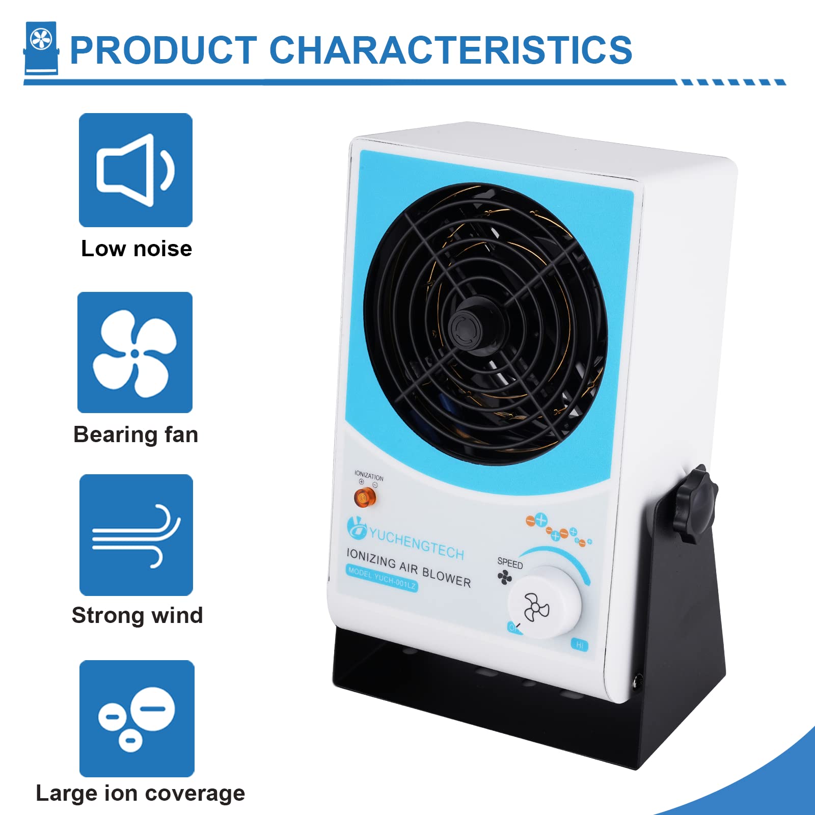 YUCHENGTECH Ionizing Air Blower - Anti Static Ionizer & ESD Static Eliminator Fan for Electronics, 110V-120V Desktop Static Remover - Perfect for PCB Assembly, Printing, and Cleanroom Environments