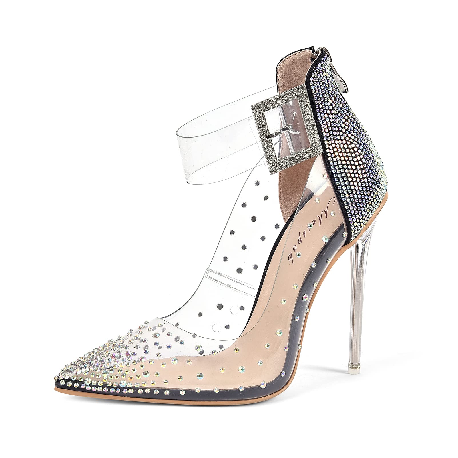 Sexy Clear High Heel Sandals for Women - Pointed Toe Ankle Strap Pumps | Perfect for Parties, Weddings & Date Nights