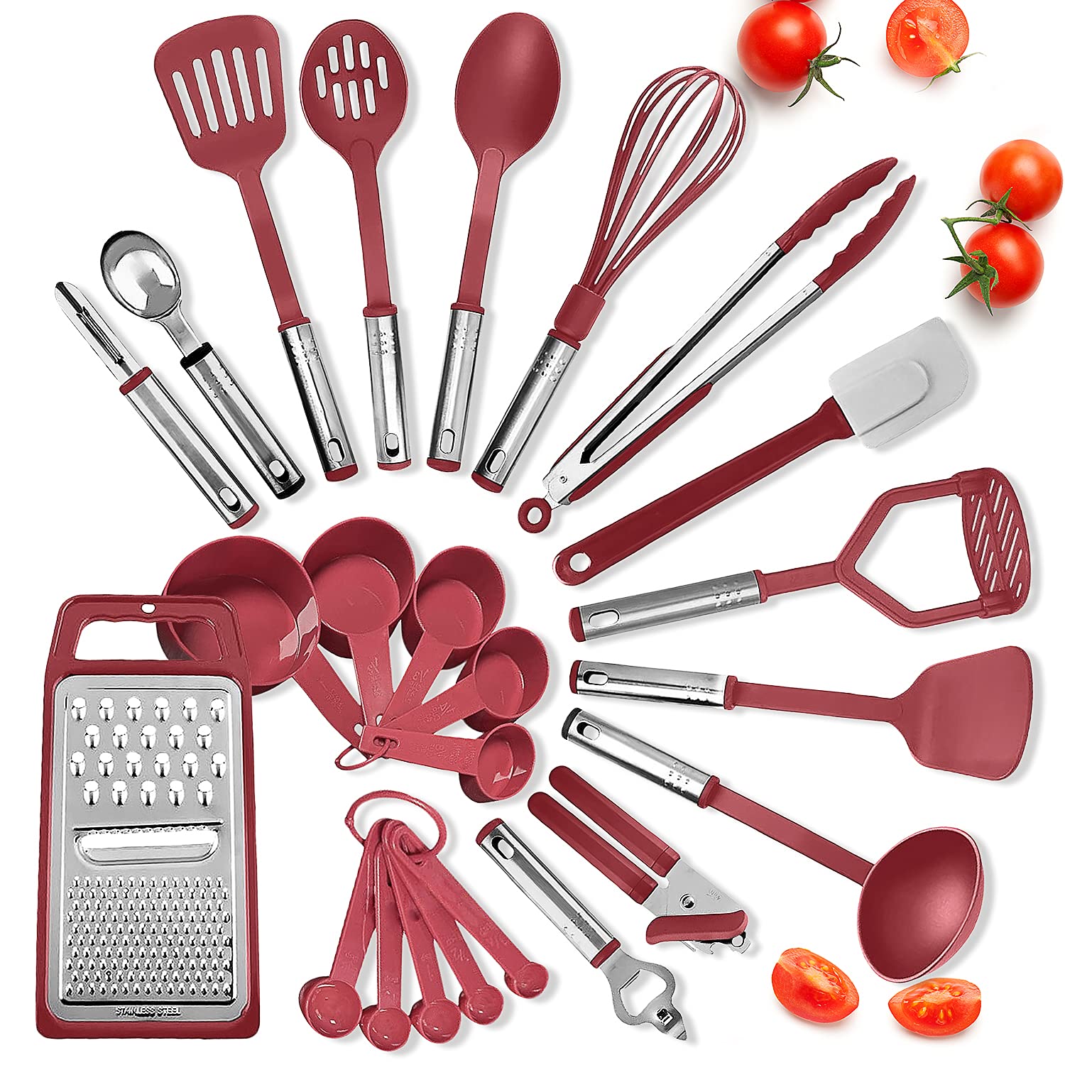 39-Piece Premium Nonstick Baking Pan Set - BPA Free Bakeware with Cookie Sheets, Muffin Pan, Cake Pan & Red Kitchen Utensils - Perfect for Home Baking, Holiday Treats & Professional Pastry Making