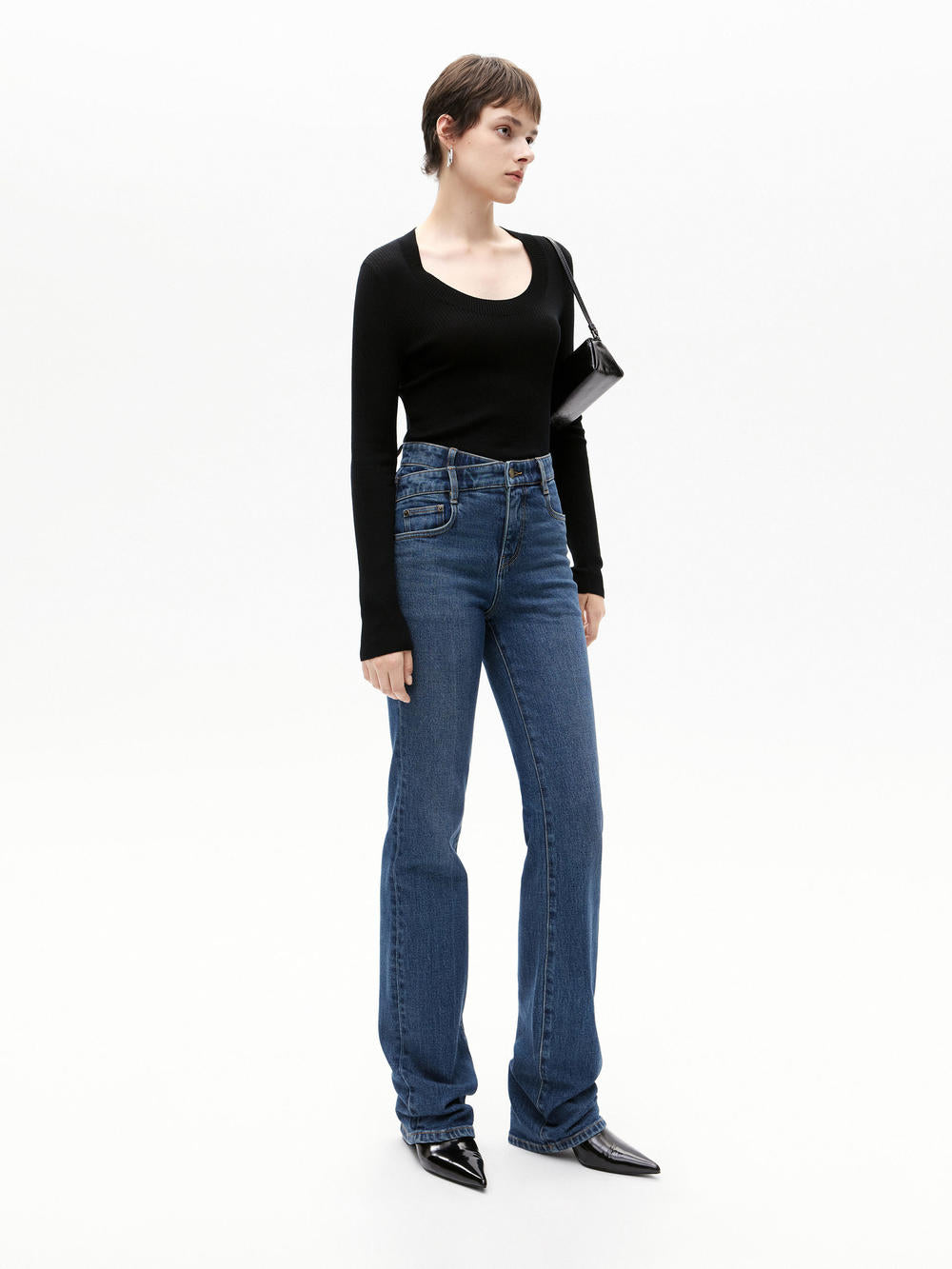 Asymmetric Waist Straight Leg Jeans for Women - High Rise Slim Fit Denim Pants | Perfect for Casual Outfits, Date Nights & Office Wear