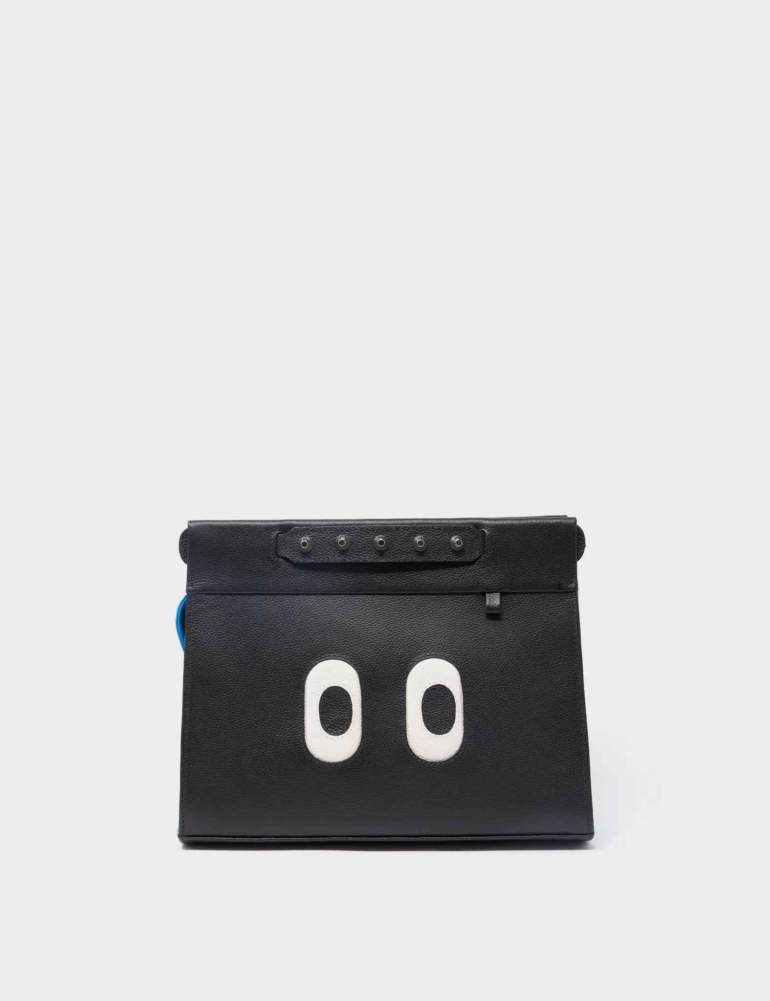 Vali Crossbody Small Black & Water Ballet Blue Leather Bag with All Over Eyes Embroidery - Perfect for Women's Fashion Accessories, Everyday Use & Travel Essentials