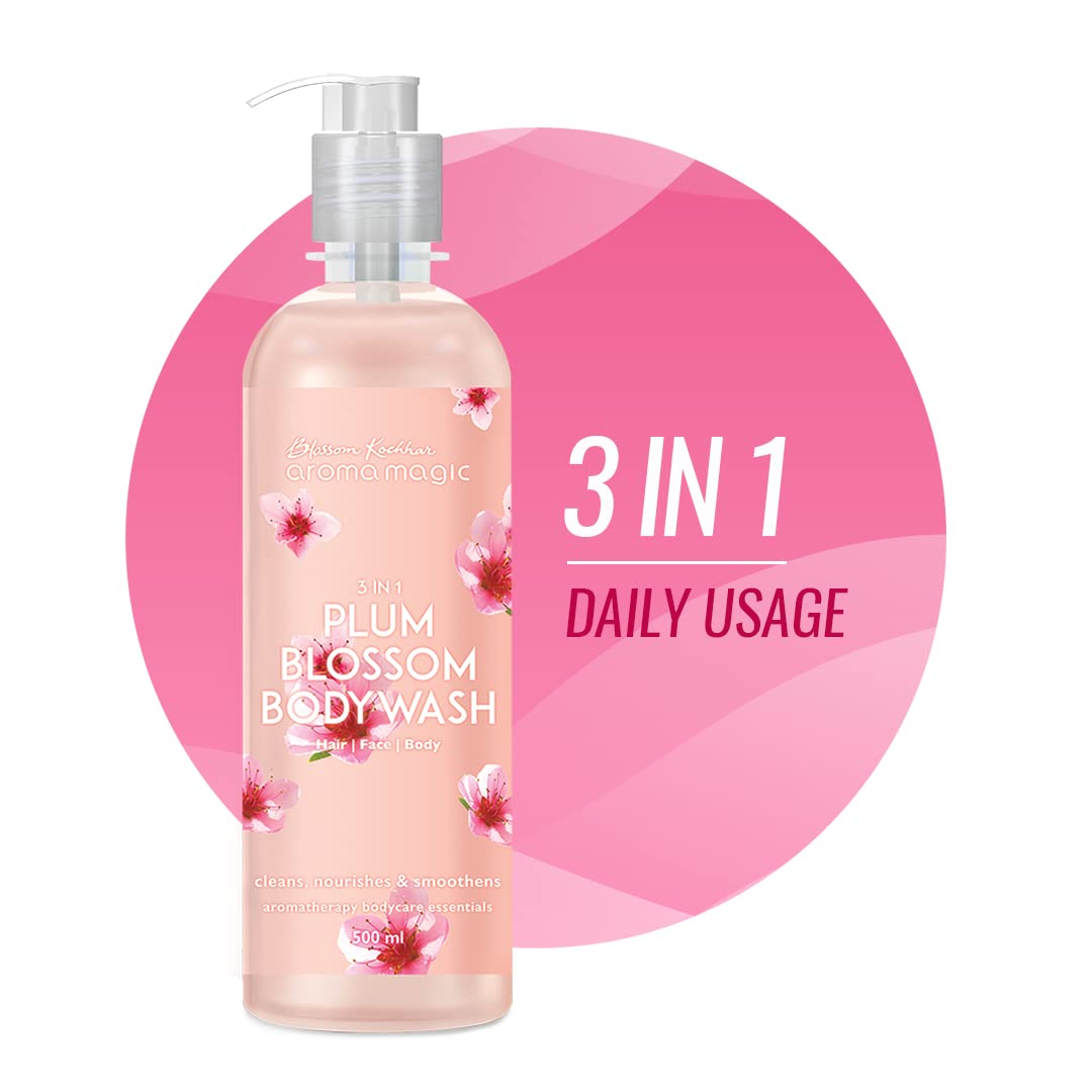 Aroma Magic 3-in-1 Plum Blossom Body Wash 500ml - Hydrating, Refreshing & Nourishing Shower Gel for Women & Men - Perfect for Daily Use, Spa Days & Gift Giving