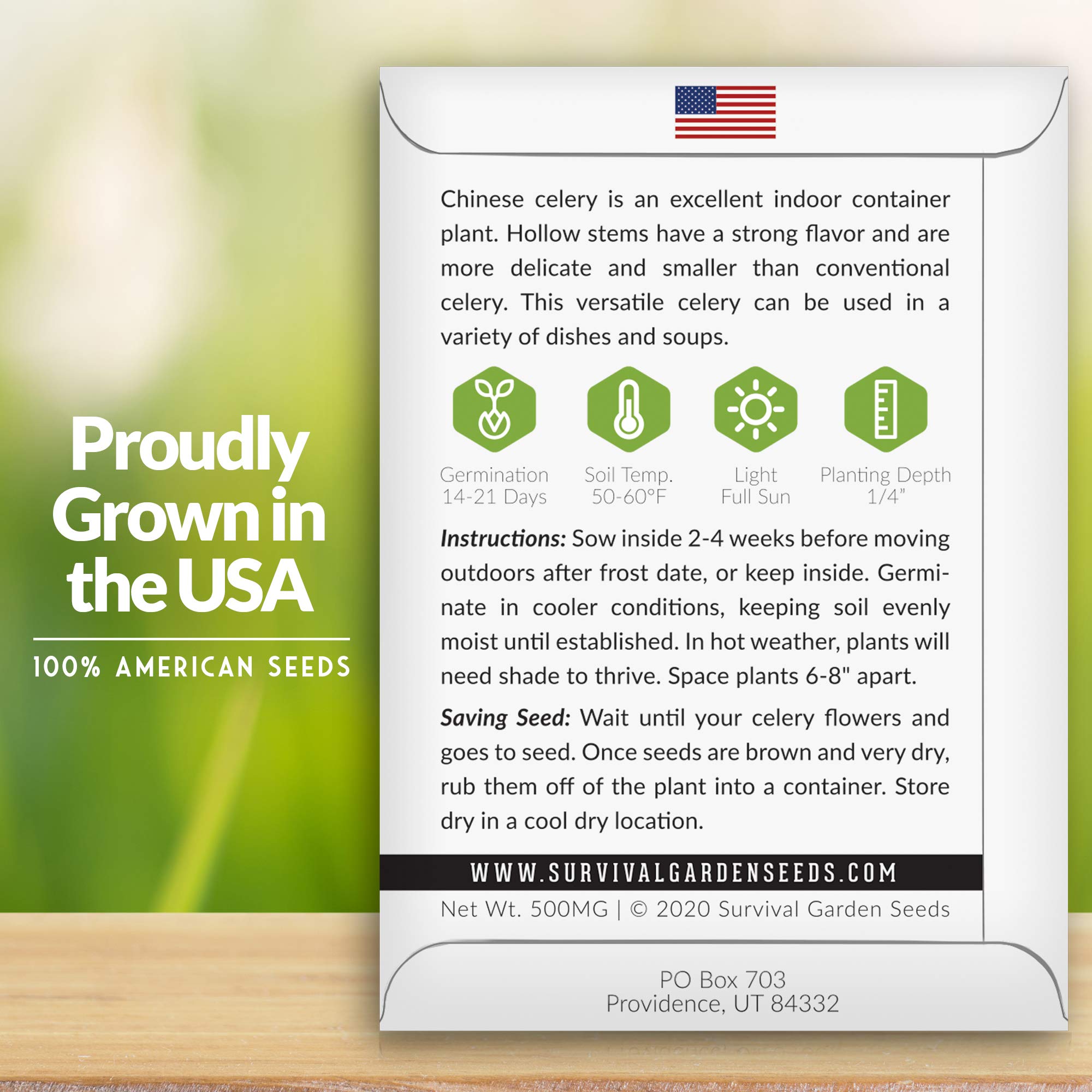 Non-GMO Heirloom Chinese Celery Seeds for Planting - Grow Asian Celery at Home with Easy Instructions - Survival Garden Seeds for Vegetable Gardening | Perfect for Home Gardens, Urban Farming & Asian Cuisine