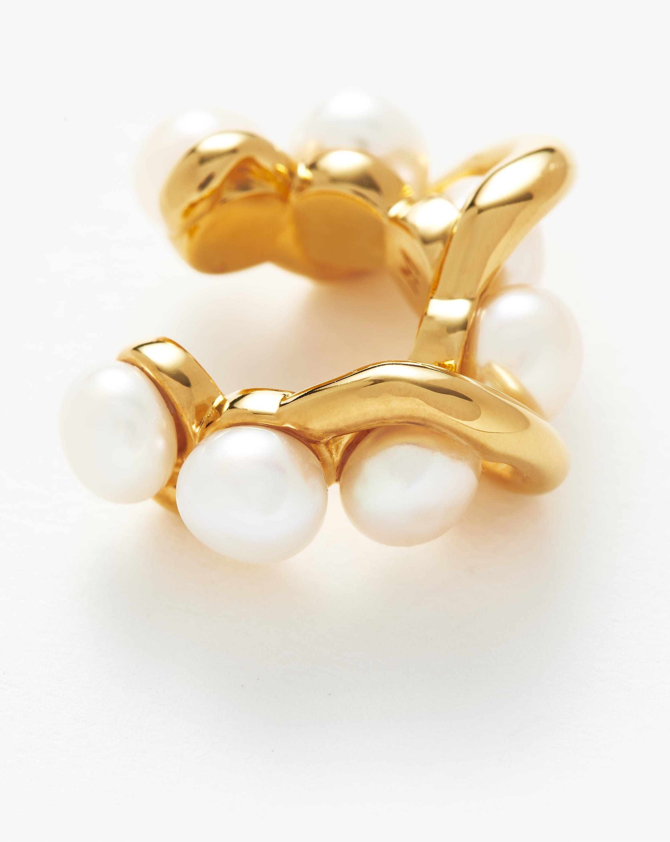 Trendy Molten Pearl Twisted Double Ear Cuff for Women - Boho Chic Ear Jewelry for Cartilage & Helix Piercing - Perfect for Parties, Weddings & Everyday Wear