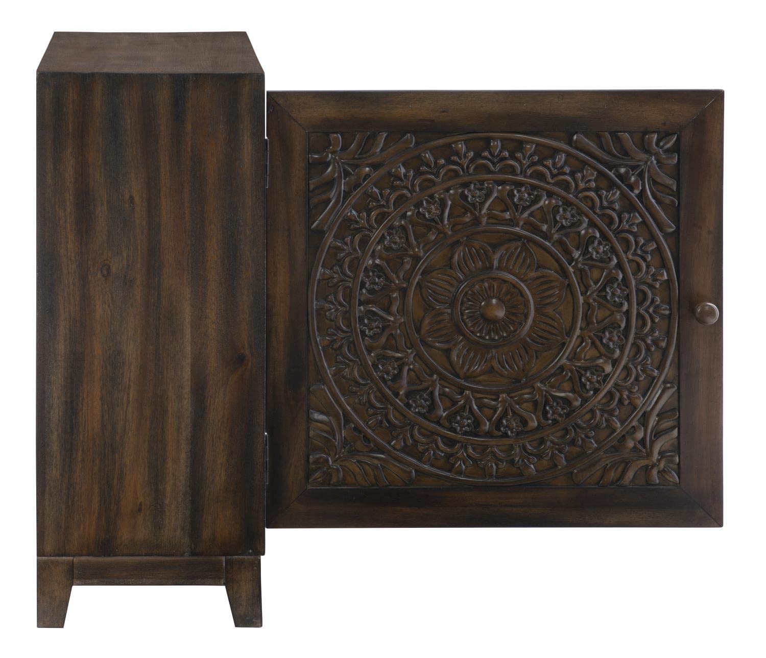 Powell Furniture Grace Accent Cabinet - Dark Brown Wood Side Table for Living Room, Bedroom & Entryway Storage