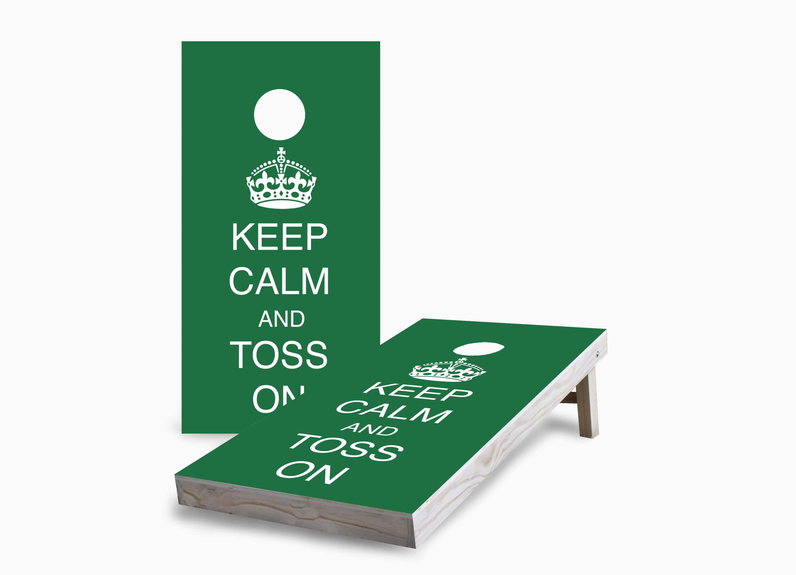 Skip's Garage Keep Calm and Toss On Corn Hole Board Set - 2 Boards, 8 Bags & Accessories - Premium Outdoor Lawn Game for Backyard, Tailgating & Parties