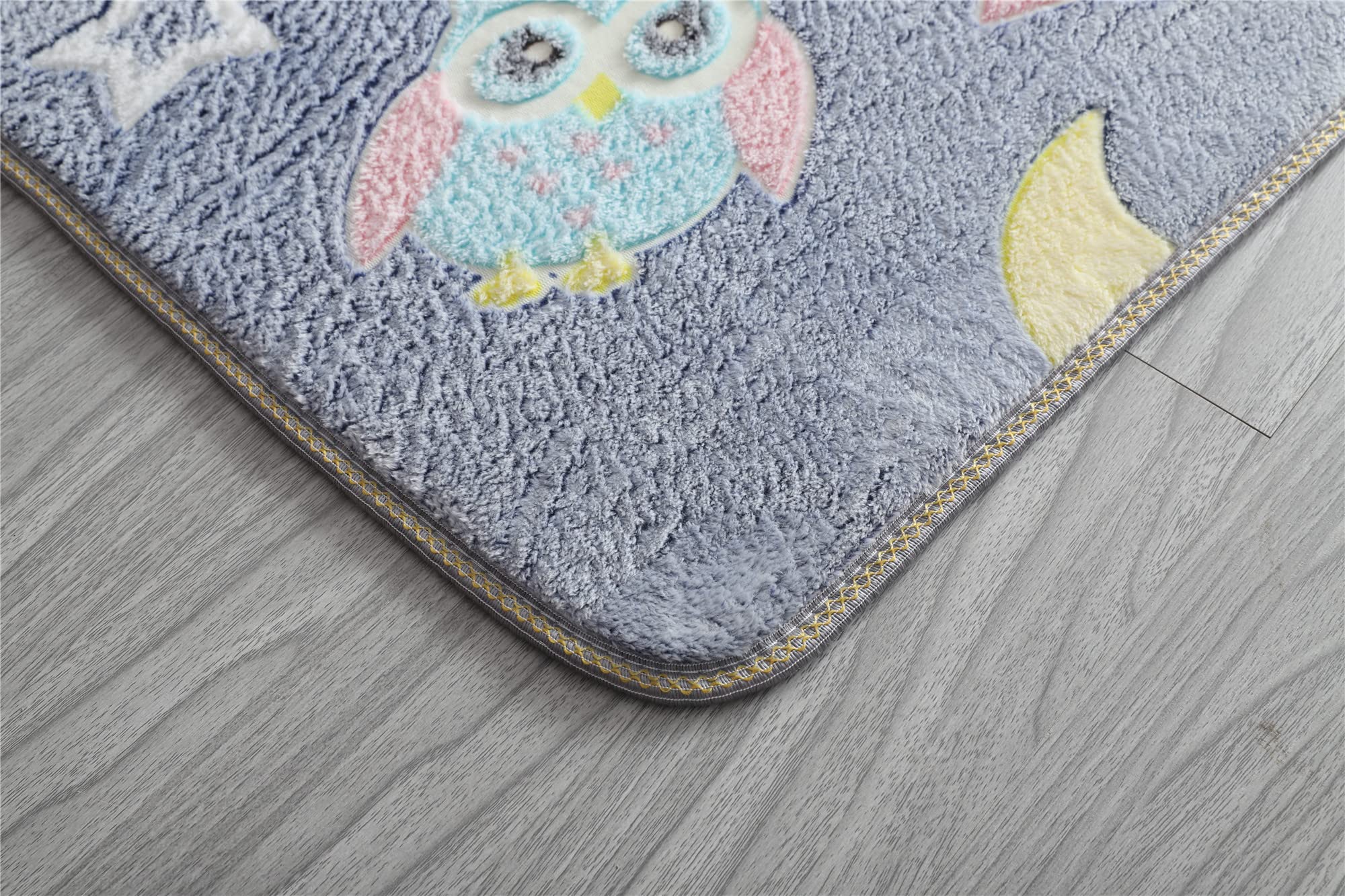 Glow in The Dark Area Rug - Soft Washable Modern Indoor Carpet for Bedroom, Living Room, Kids Room & Dorm Decor (2.6x5.2 Feet, Grey Owl) | Perfect for Nighttime Safety, Nursery Accent & Cozy Home Atmosphere