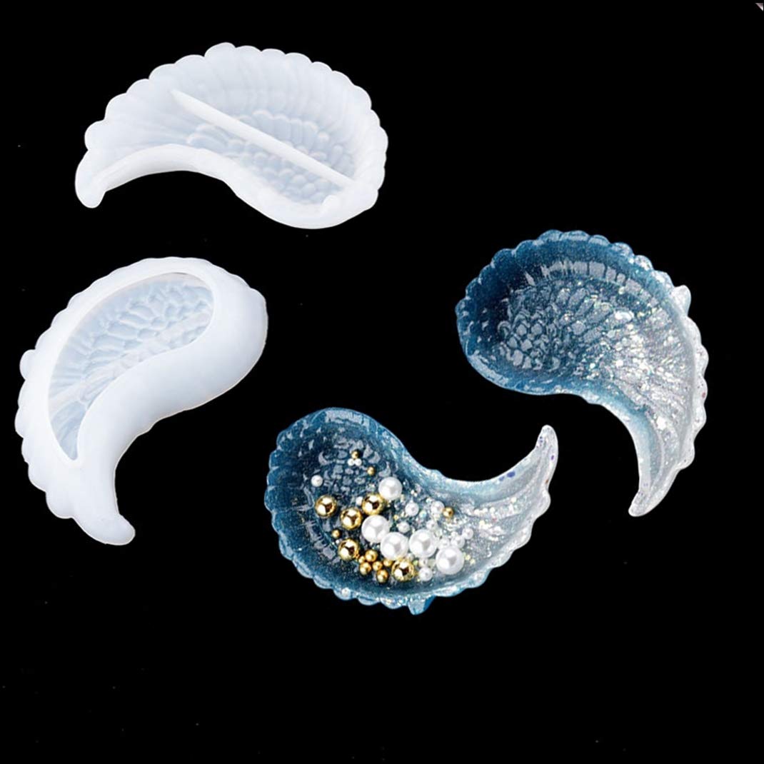 iSuperb 2-Piece Angel Wing Resin Molds - Silicone Feather Tray for Jewelry Storage, DIY Epoxy Casting, Home Decor & Gift Making | Perfect for Crafting, Bathroom Organizer, and Party Serving Dishes