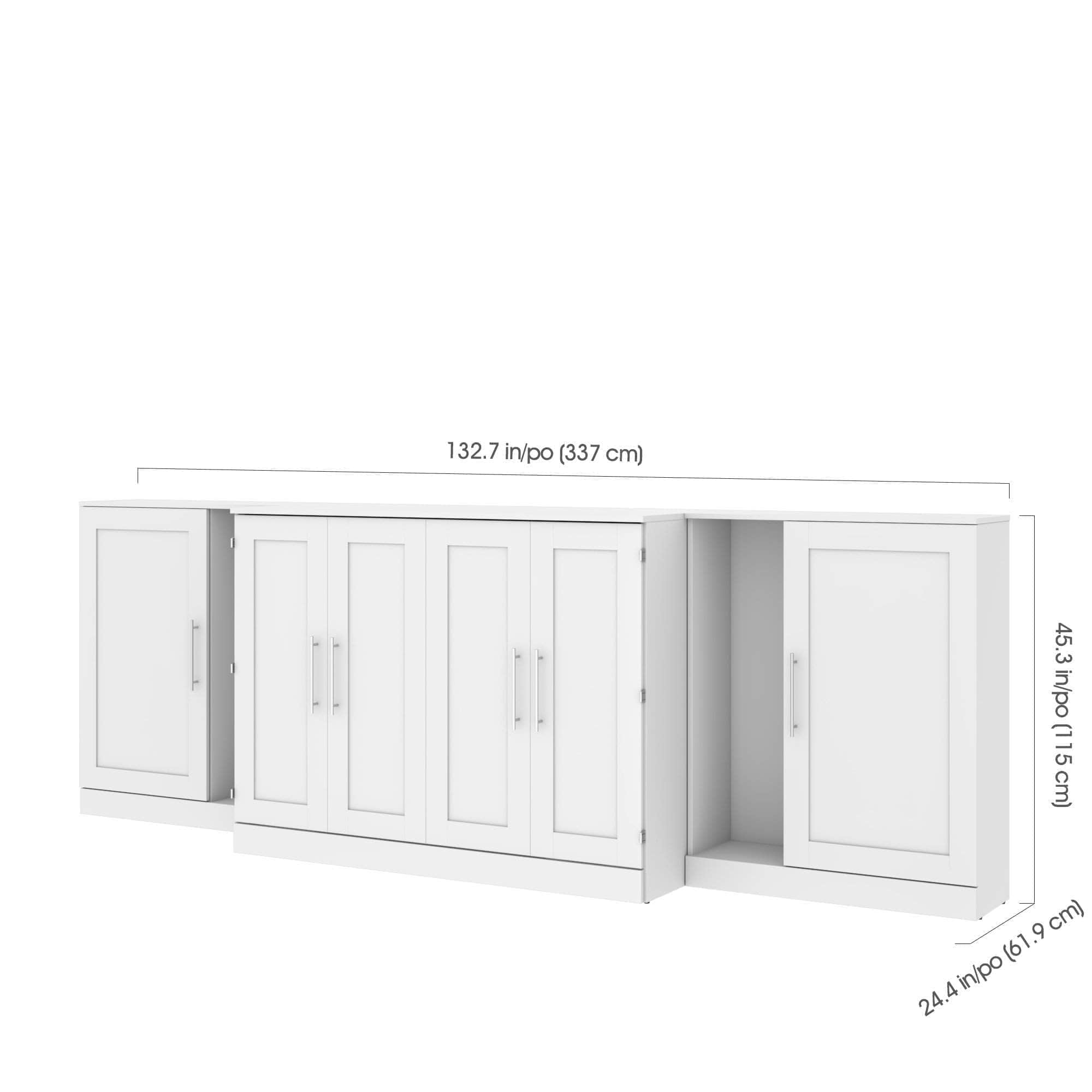 Pur Full Murphy Cabinet Bed with Mattress & 2x36