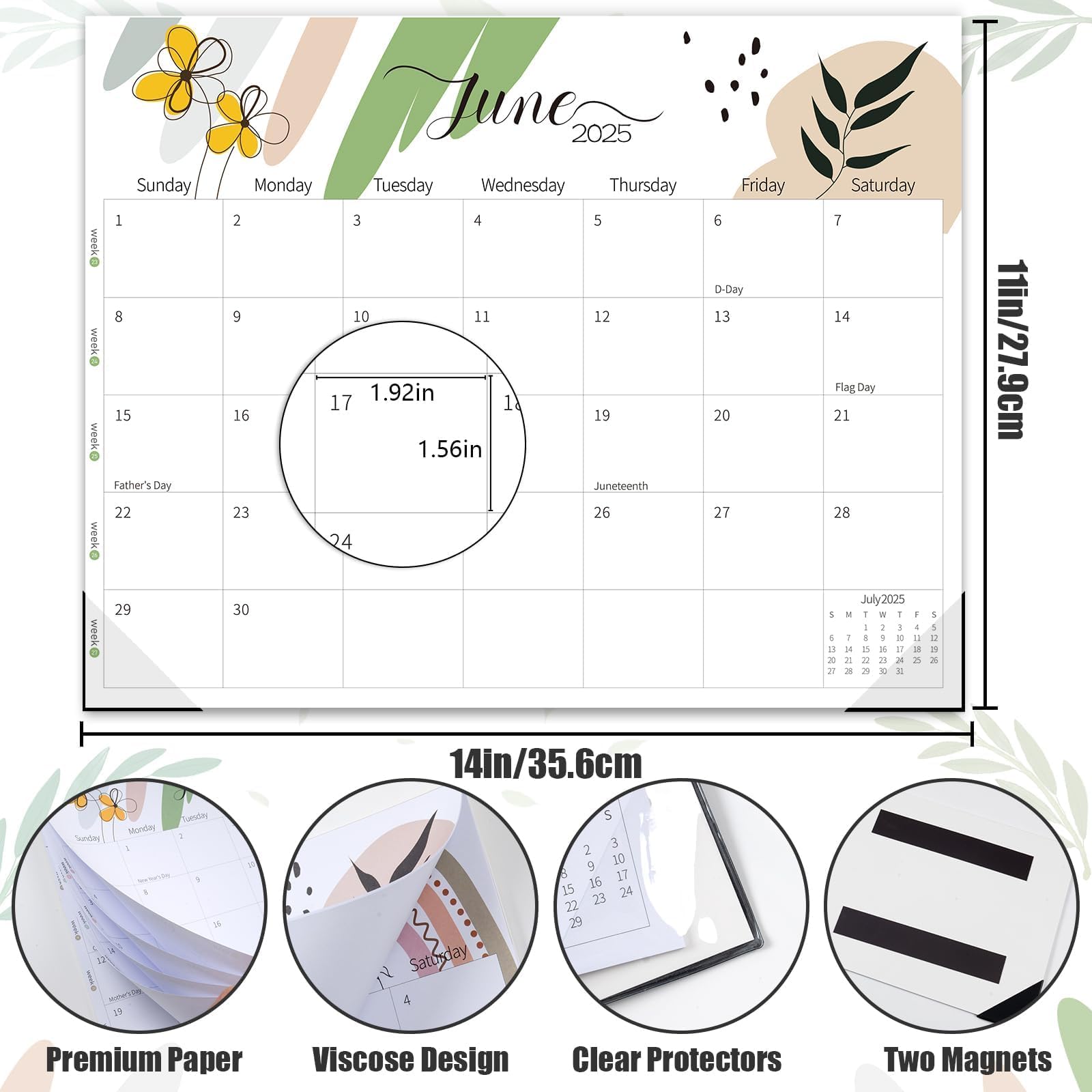 GuassLee Magnetic Calendar 2025-2026 | 11x14 Inch Fridge Calendar with 19 Monthly Planners | Perfect for Home, Office & School Organization | June 2025 - December 2026 Wall Planner for Kitchen, Dorm & Family Planning
